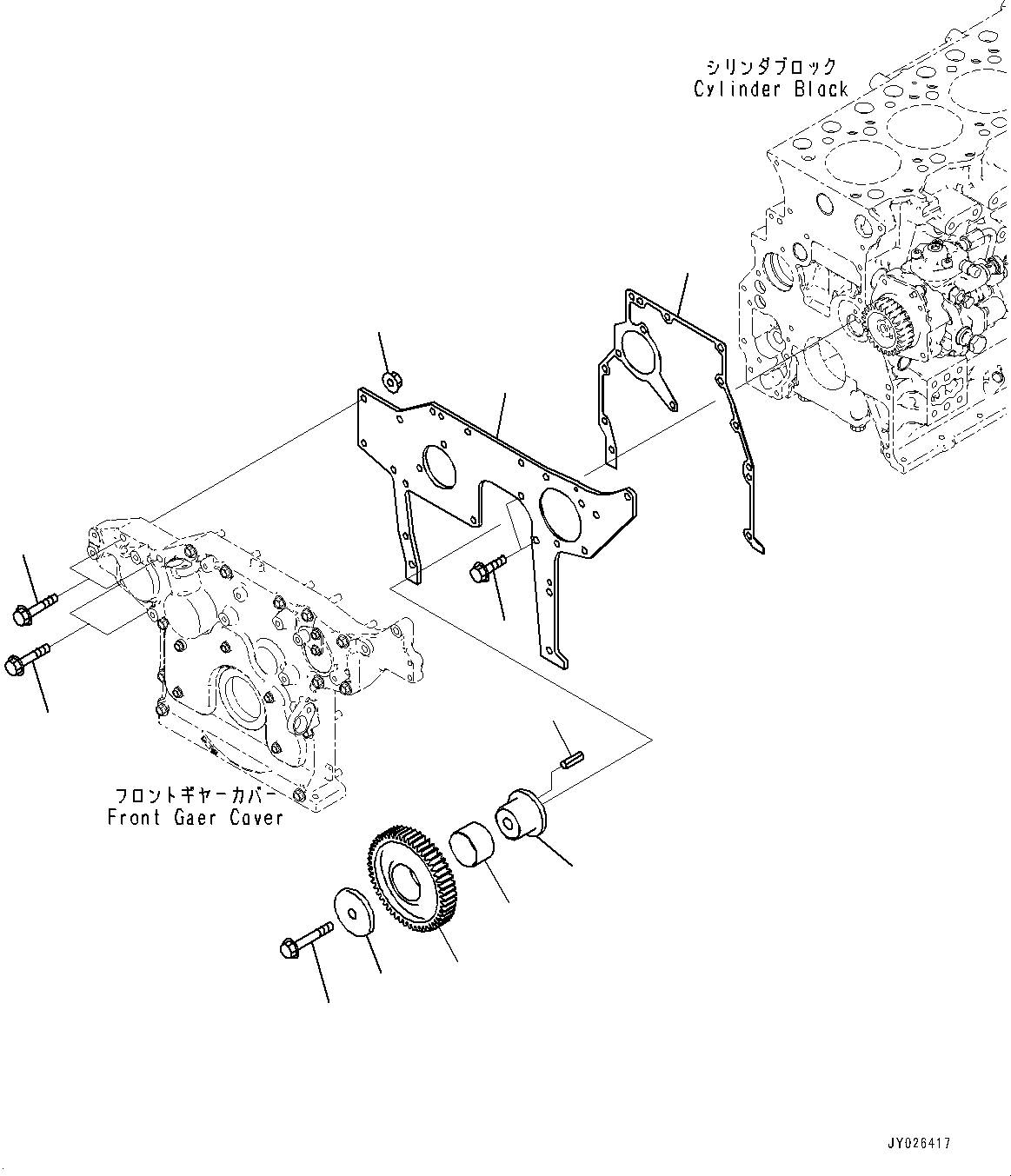Komatsu parts book diagram for SAA4D95LE-7AA S/N 800001-UP (For D37EX-24/D37EXI-24/D37PX-24/D37PXI-24): FRONT GEAR (#800001-)