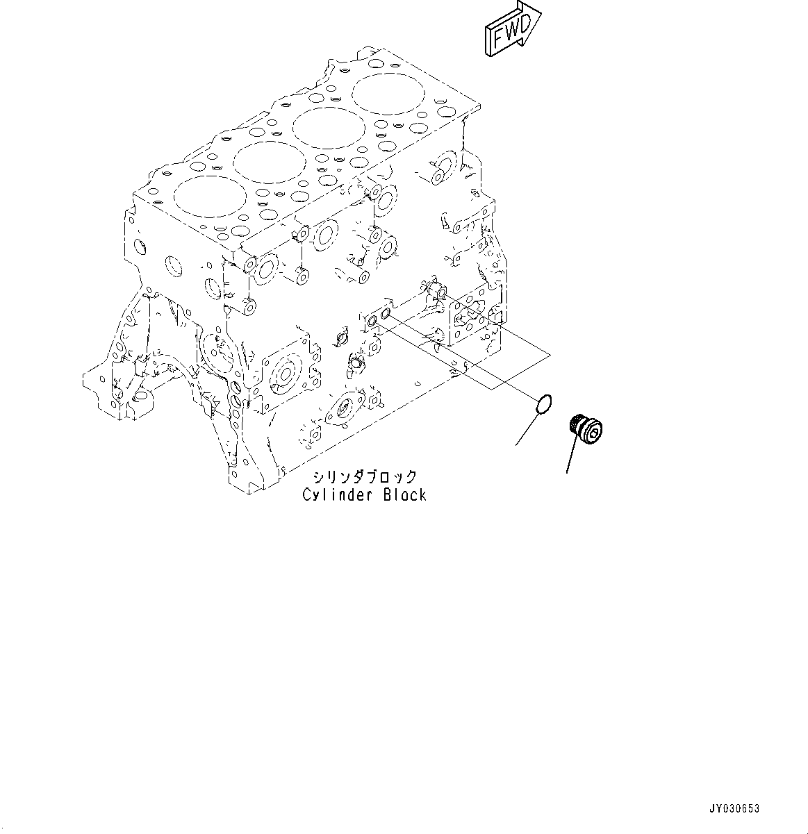 Komatsu parts book diagram for SAA4D95LE-7AA S/N 800001-UP (For D37EX-24/D37EXI-24/D37PX-24/D37PXI-24): CYLINDER BLOCK PLUG, 1/2 (#800001-)