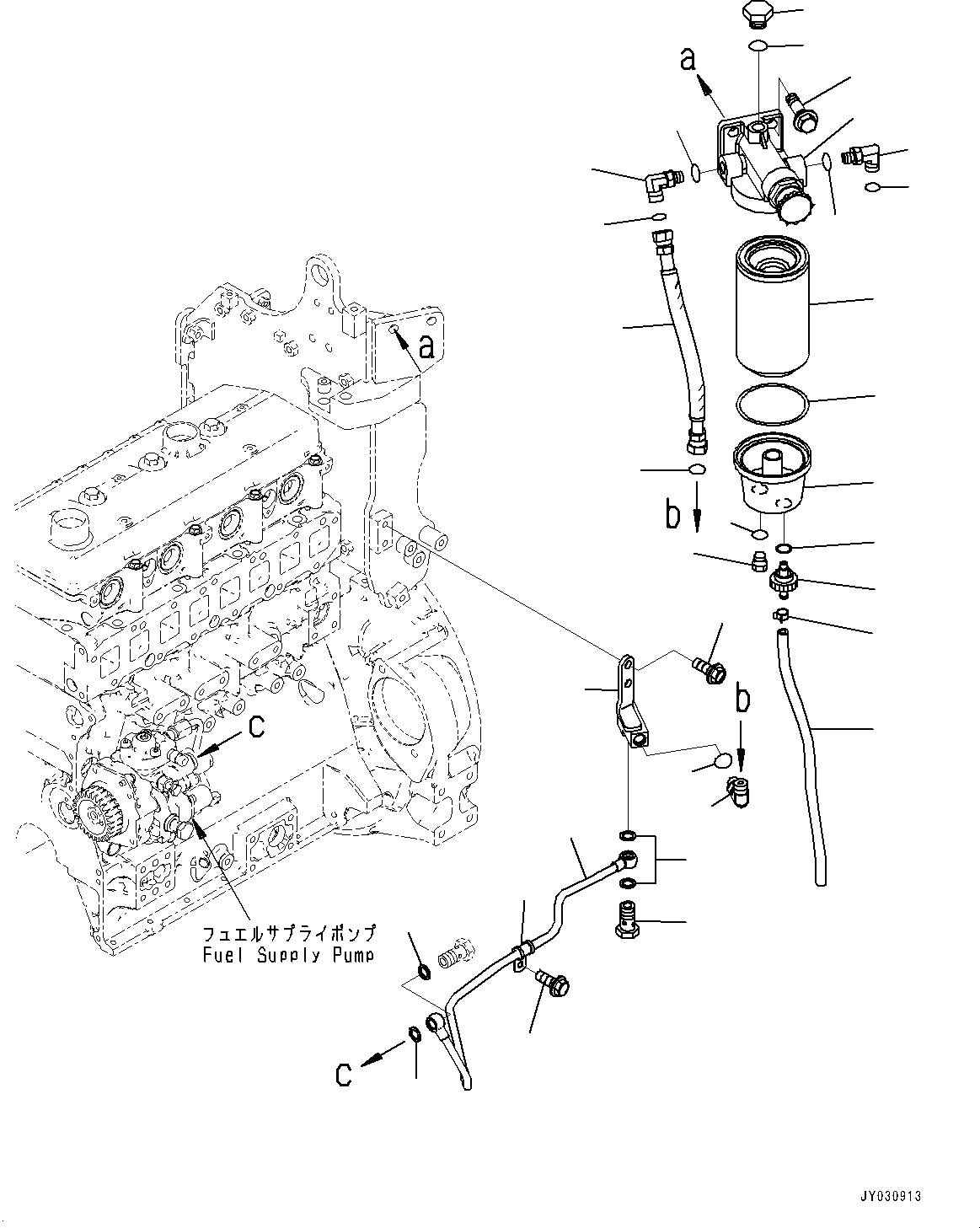 Komatsu parts book diagram for SAA4D95LE-7AA S/N 800001-UP (For D37EX-24/D37EXI-24/D37PX-24/D37PXI-24): FUEL FILTER PIPING (#800001-)