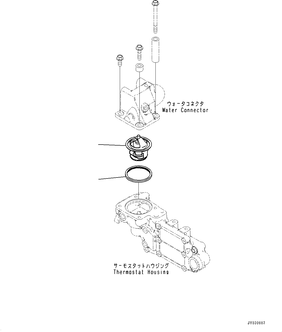 Komatsu parts book diagram for SAA4D95LE-7AA S/N 800001-UP (For D37EX-24/D37EXI-24/D37PX-24/D37PXI-24): THERMOSTAT (#800001-)