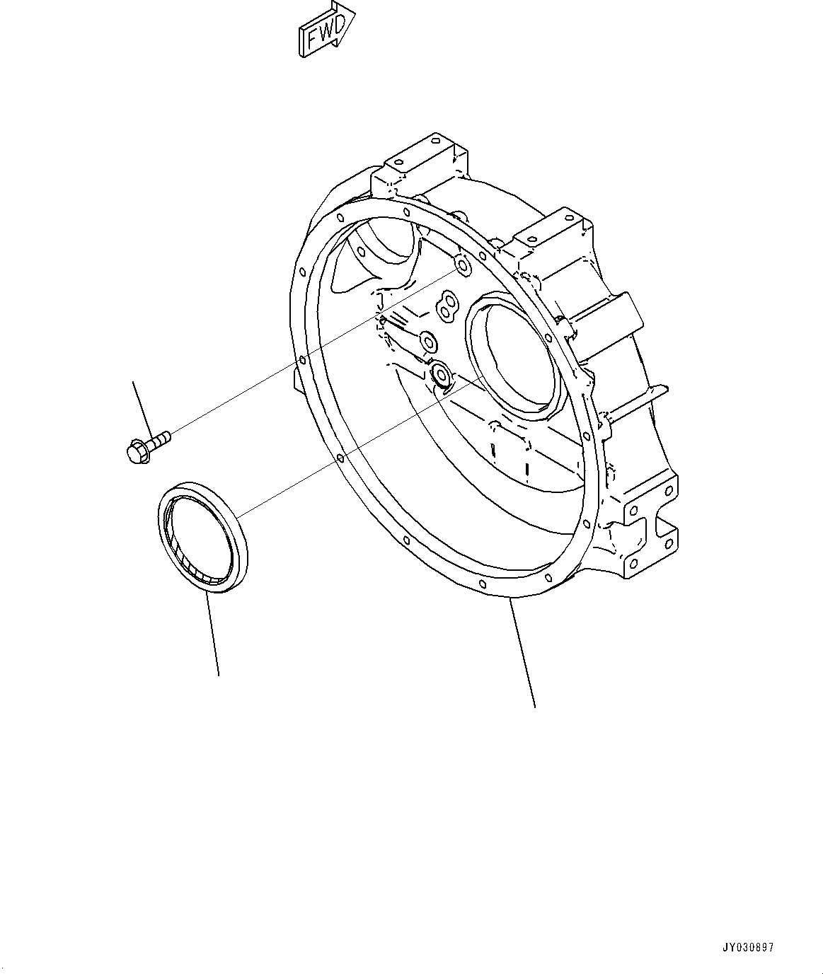 Komatsu parts book diagram for SAA4D95LE-7BB S/N 800001-UP (For D39EX-24/D39EXI-24/D39PX-24/D39PXI-24): FLYWHEEL HOUSING (#800001-)