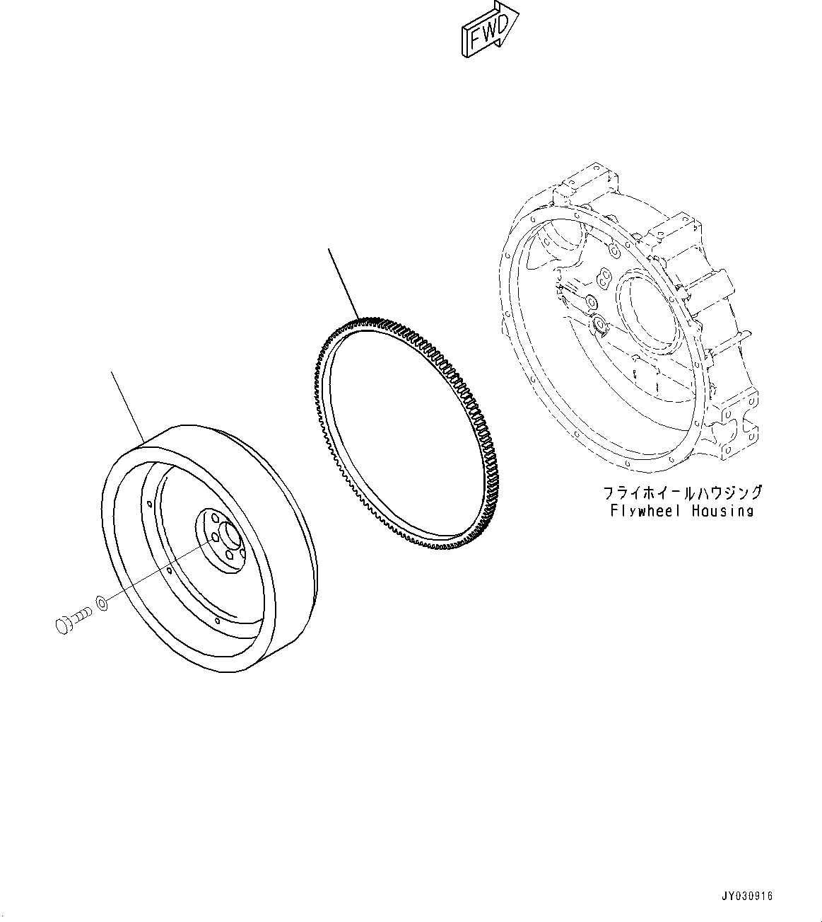 Komatsu parts book diagram for SAA4D95LE-7BB S/N 800001-UP (For D39EX-24/D39EXI-24/D39PX-24/D39PXI-24): FLYWHEEL (#800001-)