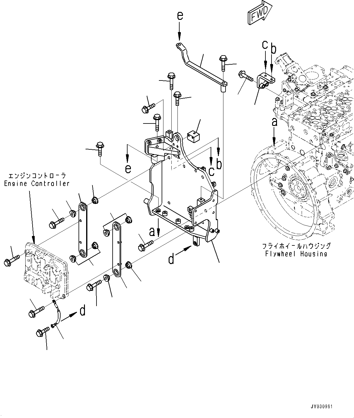 Komatsu parts book diagram for SAA4D95LE-7BB S/N 800001-UP (For D39EX-24/D39EXI-24/D39PX-24/D39PXI-24): ENGINE CONTROLLER MOUNTING (#800001-)