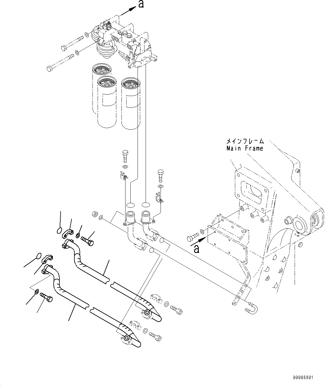 Komatsu parts book diagram for HD465-7E1 S/N 20001-UP (For EU): ENGINE RELATED PARTS, OIL FILTER (#20001-)