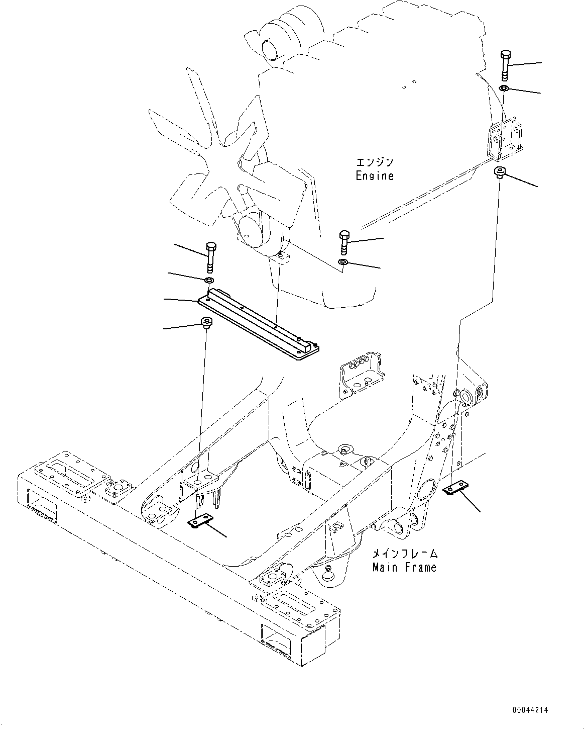 Komatsu parts book diagram for HD465-7E1 S/N 20001-UP (For EU): ENGINE MOUNTING (#20001-)
