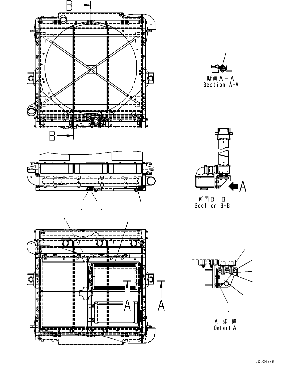 Komatsu parts book diagram for HD465-7E1 S/N 20001-UP (For EU): RADIATOR, INNER PARTS (2/2) (#20001-20012)