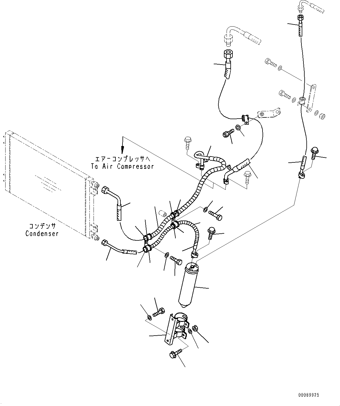 Komatsu parts book diagram for HD465-7E1 S/N 20001-UP (For EU): RADIATOR, AIR CONDITIONER PIPING (#20001-)