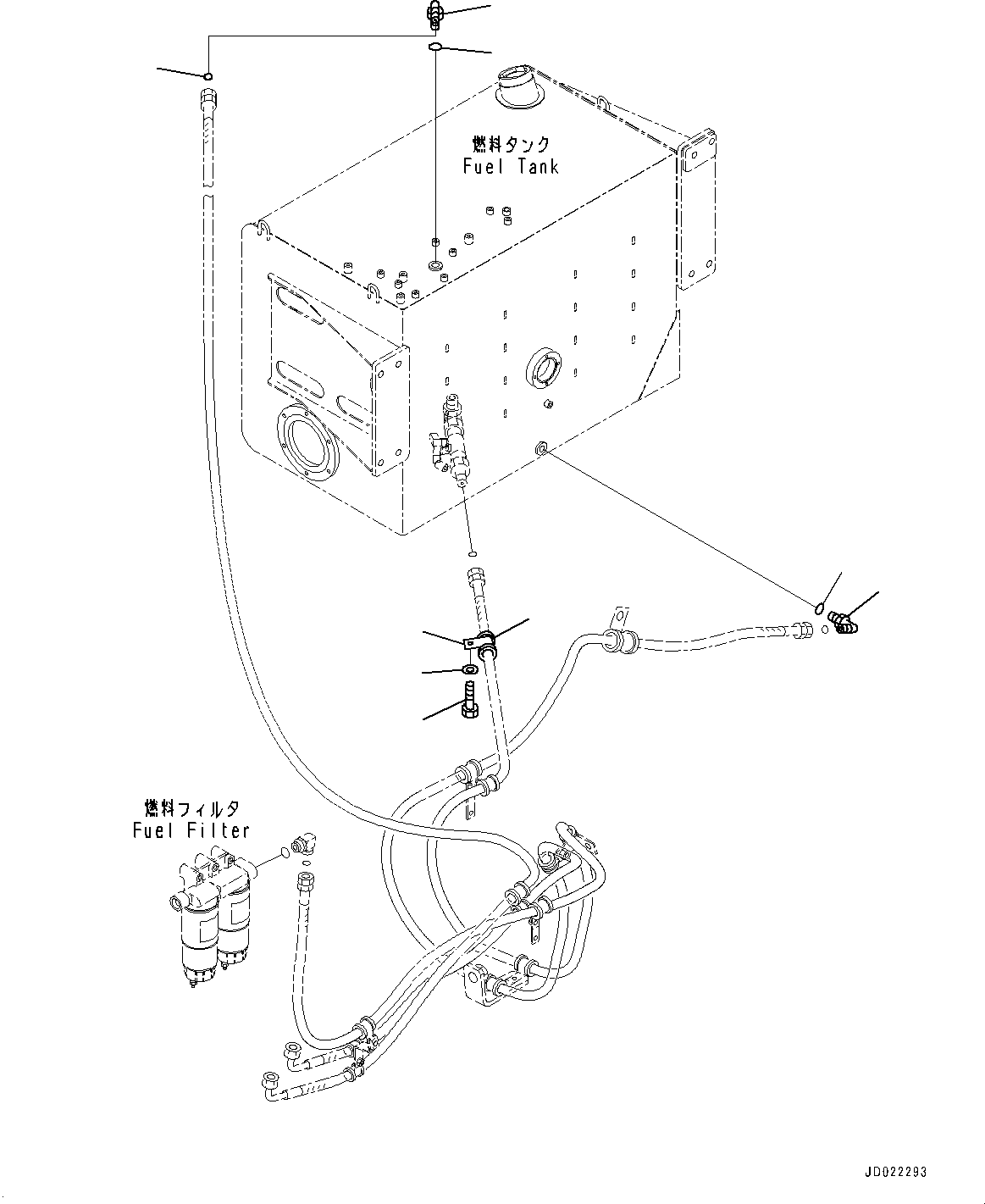 Komatsu parts book diagram for HD465-7E1 S/N 20001-UP (For EU): FUEL TANK, FUEL PIPING RELATED PARTS (#20001-)