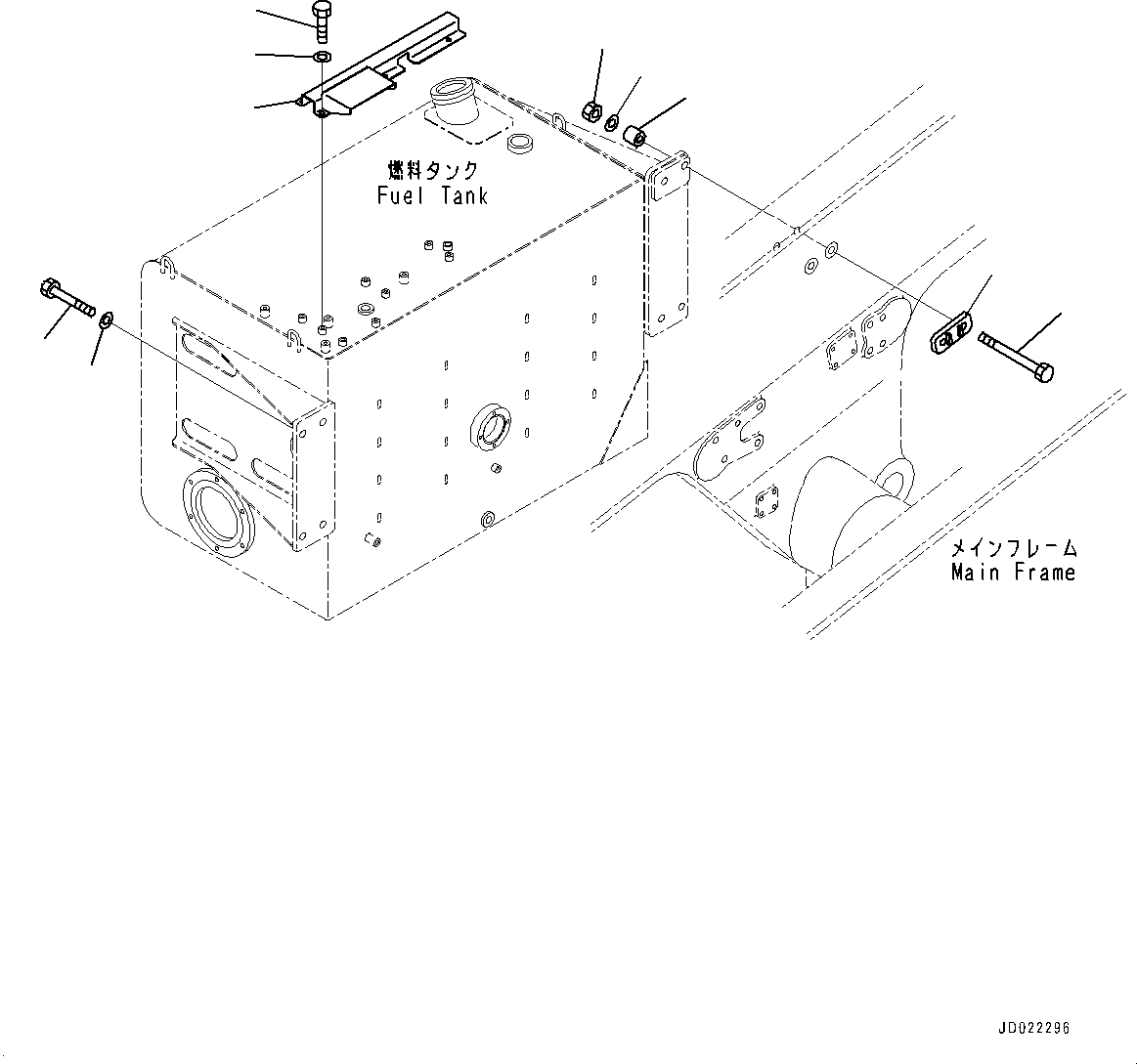 Komatsu parts book diagram for HD465-7E1 S/N 20001-UP (For EU): FUEL TANK, MOUNTING (#20001-)