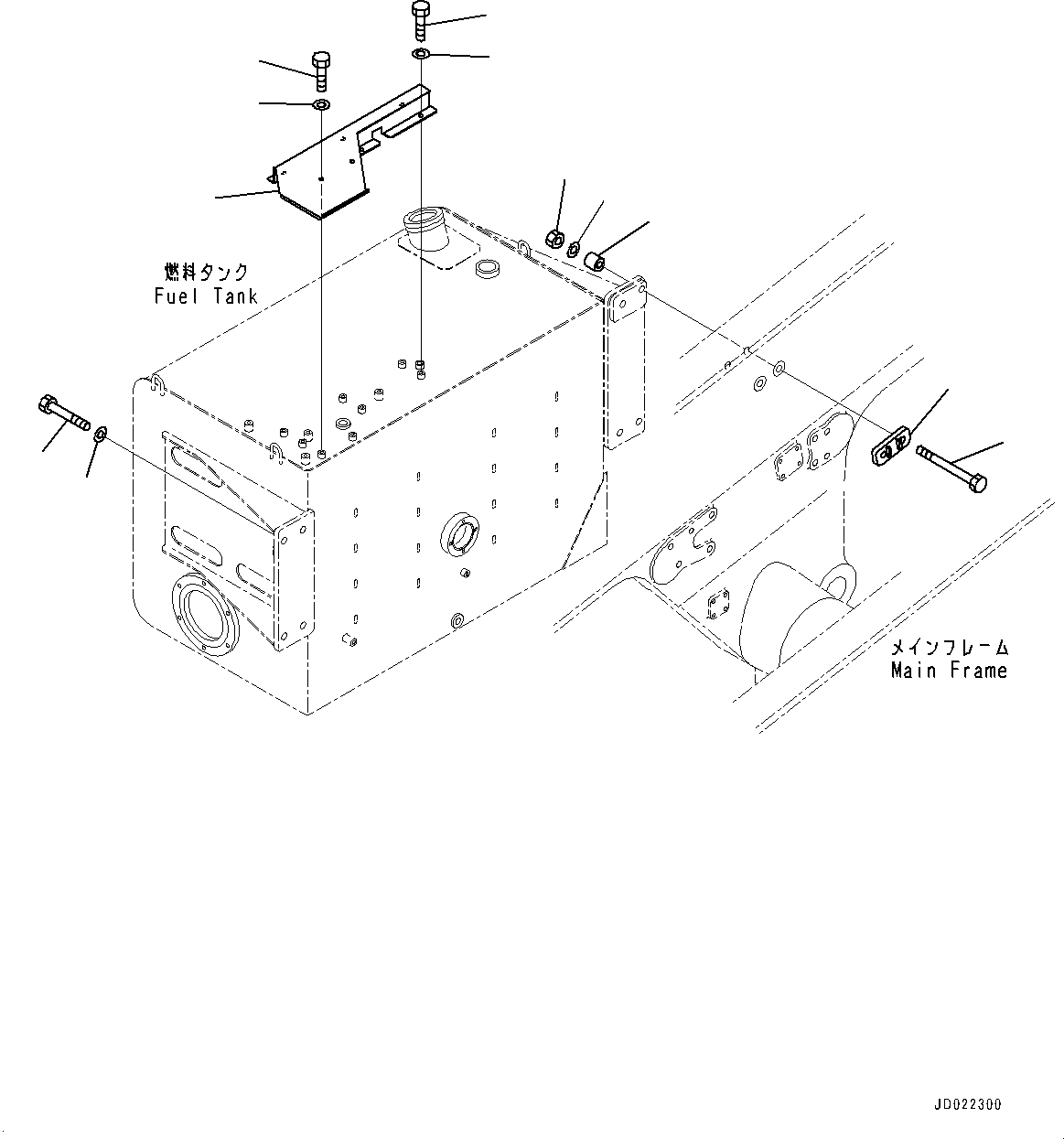 Komatsu parts book diagram for HD465-7E1 S/N 20001-UP (For EU): FUEL TANK, MOUNTING (#20001-)