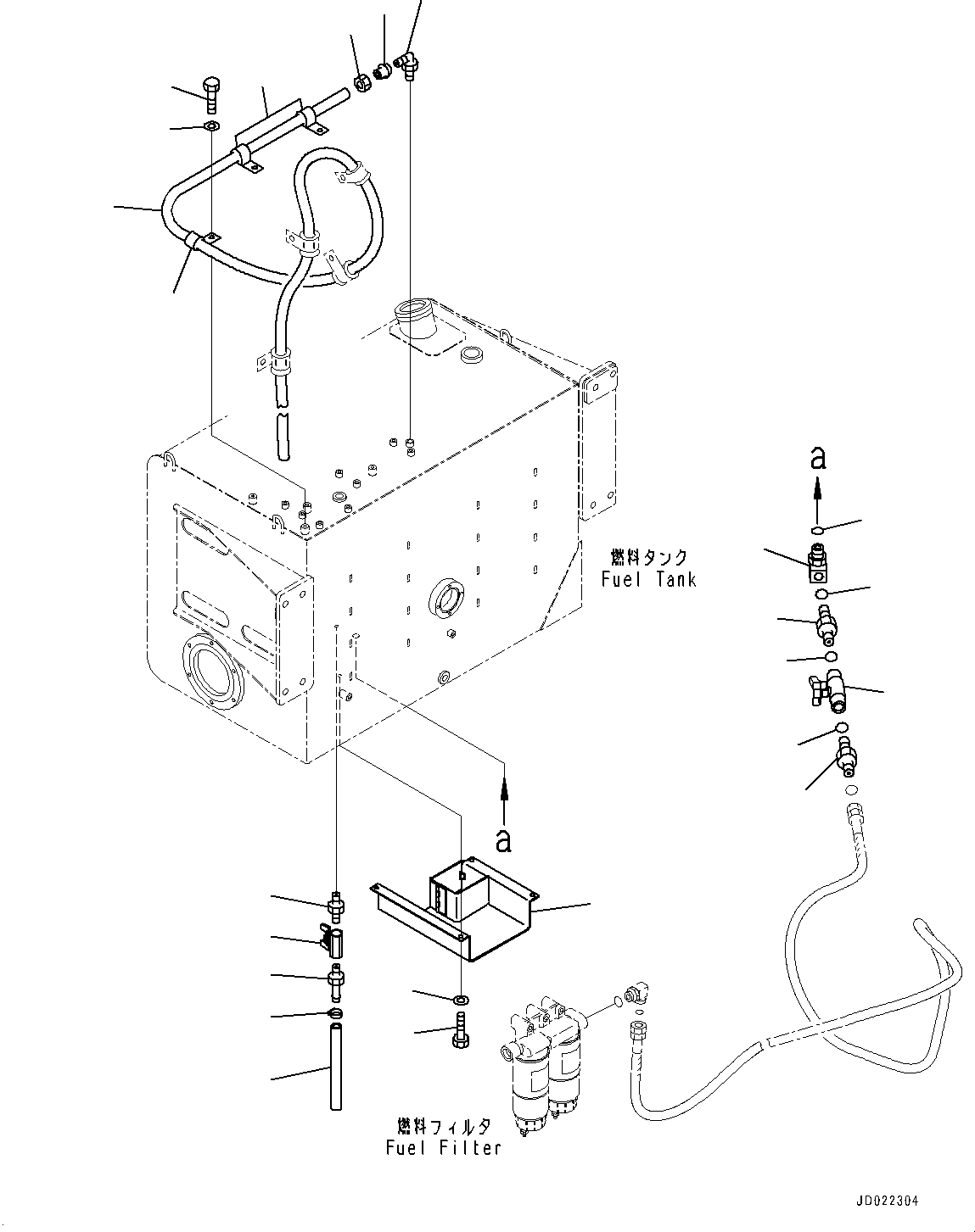 Komatsu parts book diagram for HD465-7E1 S/N 20001-UP (For EU): FUEL TANK, DRAIN VALVE AND COVER (#20001-)