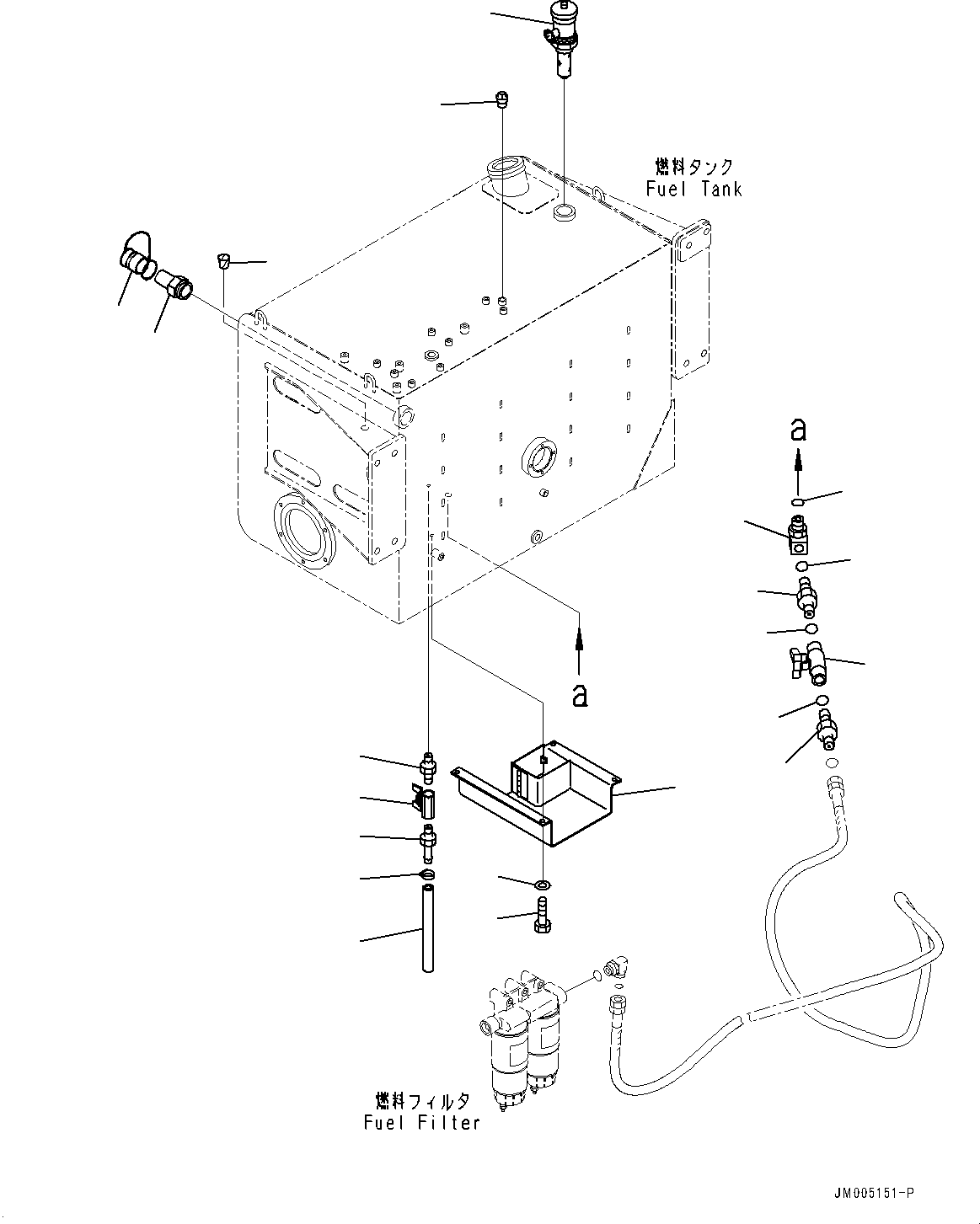 Komatsu parts book diagram for HD465-7E1 S/N 20001-UP (For EU): FUEL TANK, DRAIN VALVE AND COVER (#20001-)