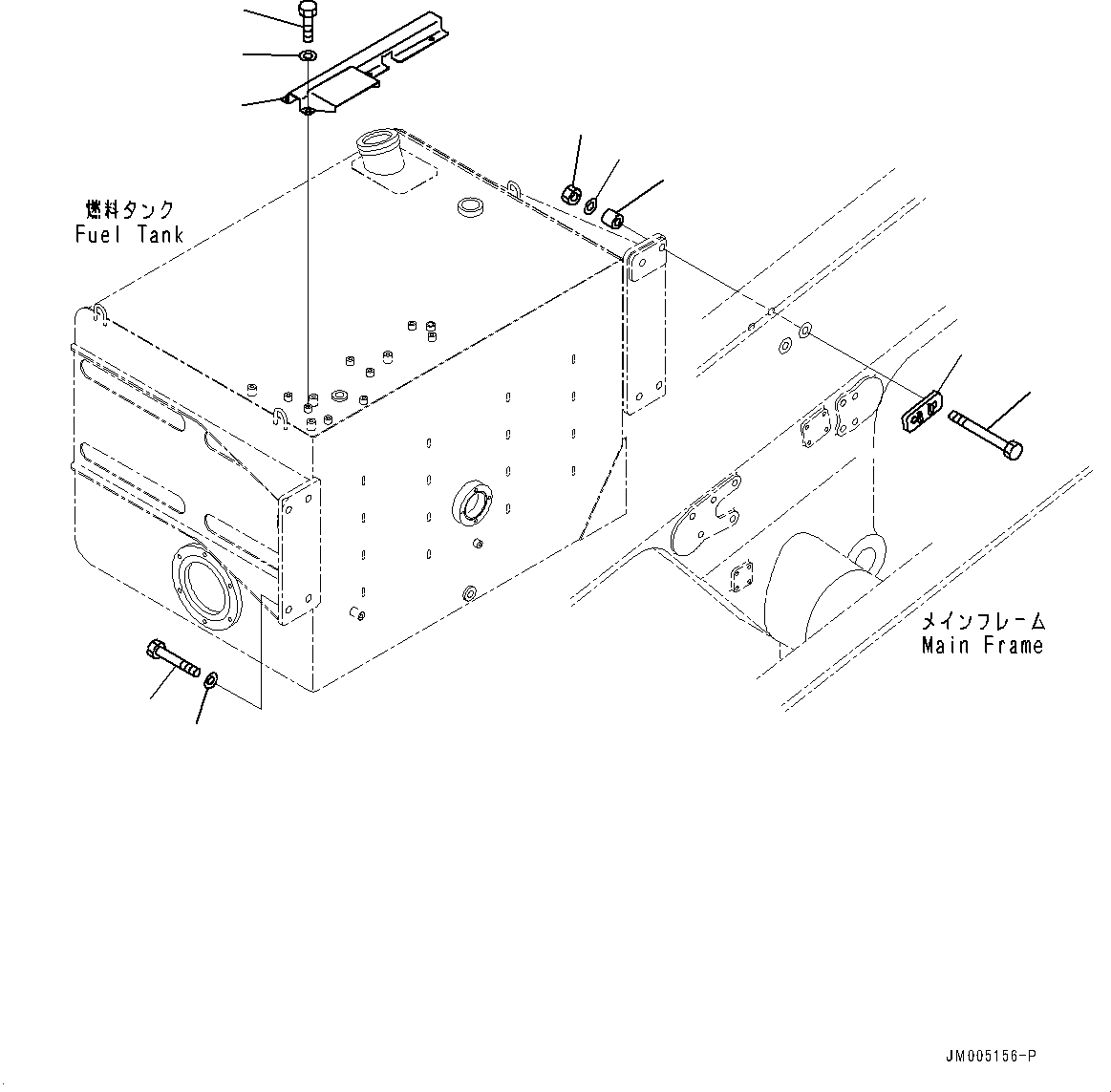 Komatsu parts book diagram for HD465-7E1 S/N 20001-UP (For EU): FUEL TANK, MOUNTING (#20001-)