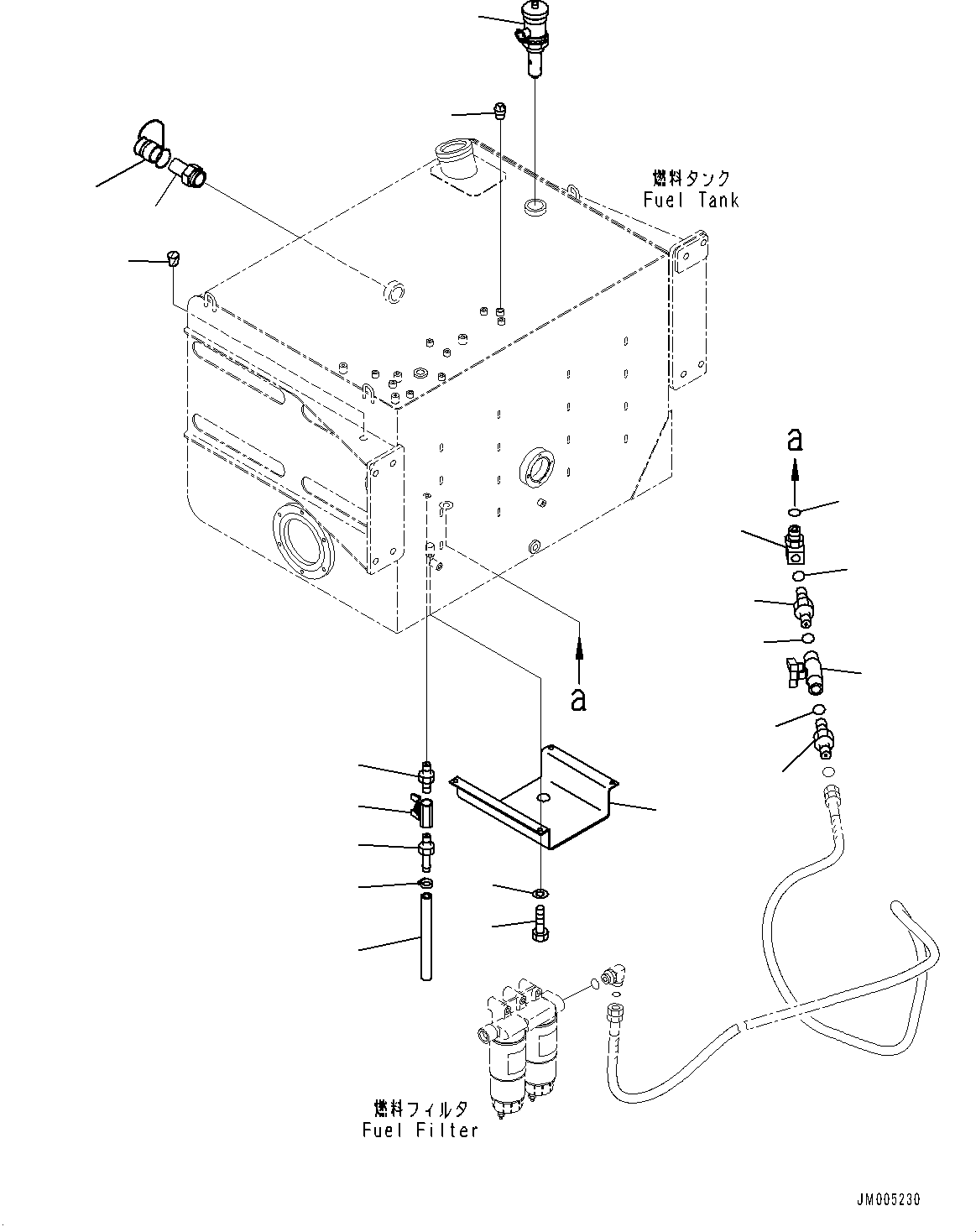 Komatsu parts book diagram for HD465-7E1 S/N 20001-UP (For EU): FUEL TANK, DRAIN VALVE AND COVER (#20001-)