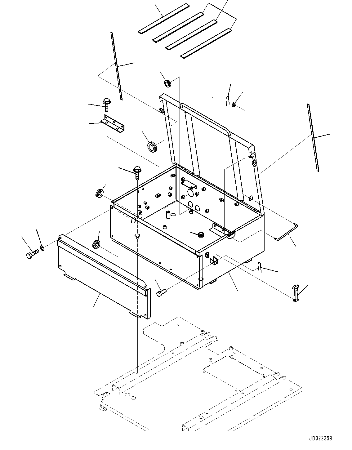 Komatsu parts book diagram for HD465-7E1 S/N 20001-UP (For EU): BATTERY BOX, BOX (#20001-)