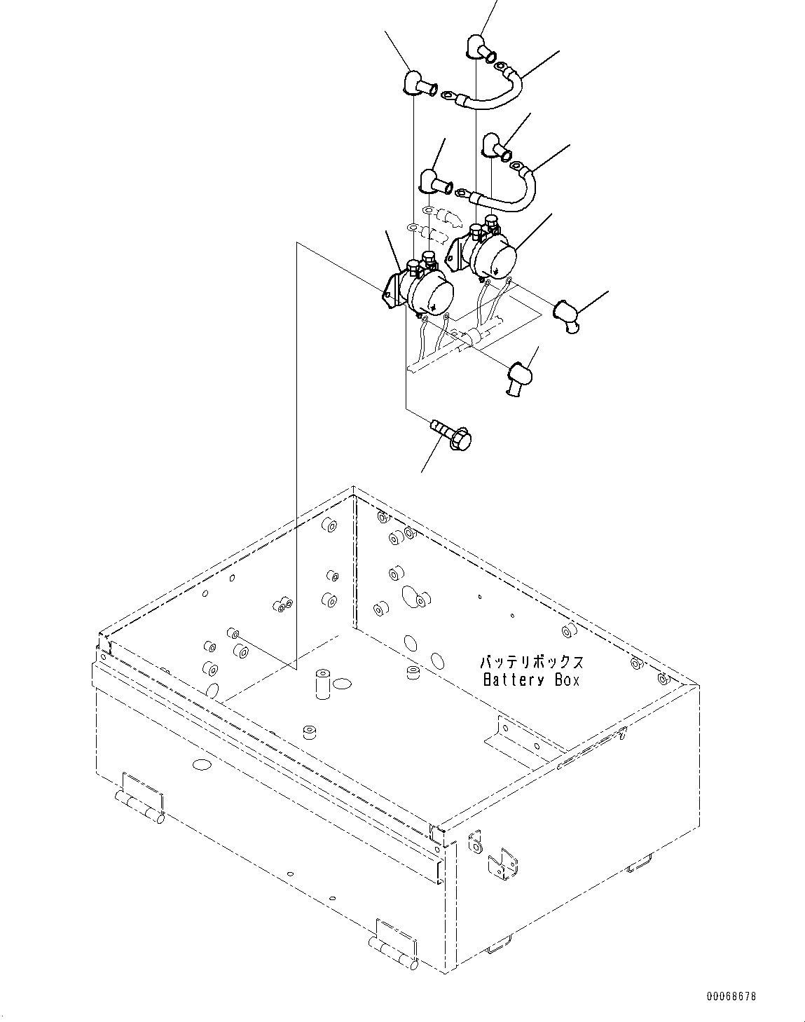 Komatsu parts book diagram for HD465-7E1 S/N 20001-UP (For EU): BATTERY BOX, SWITCH (#20001-)