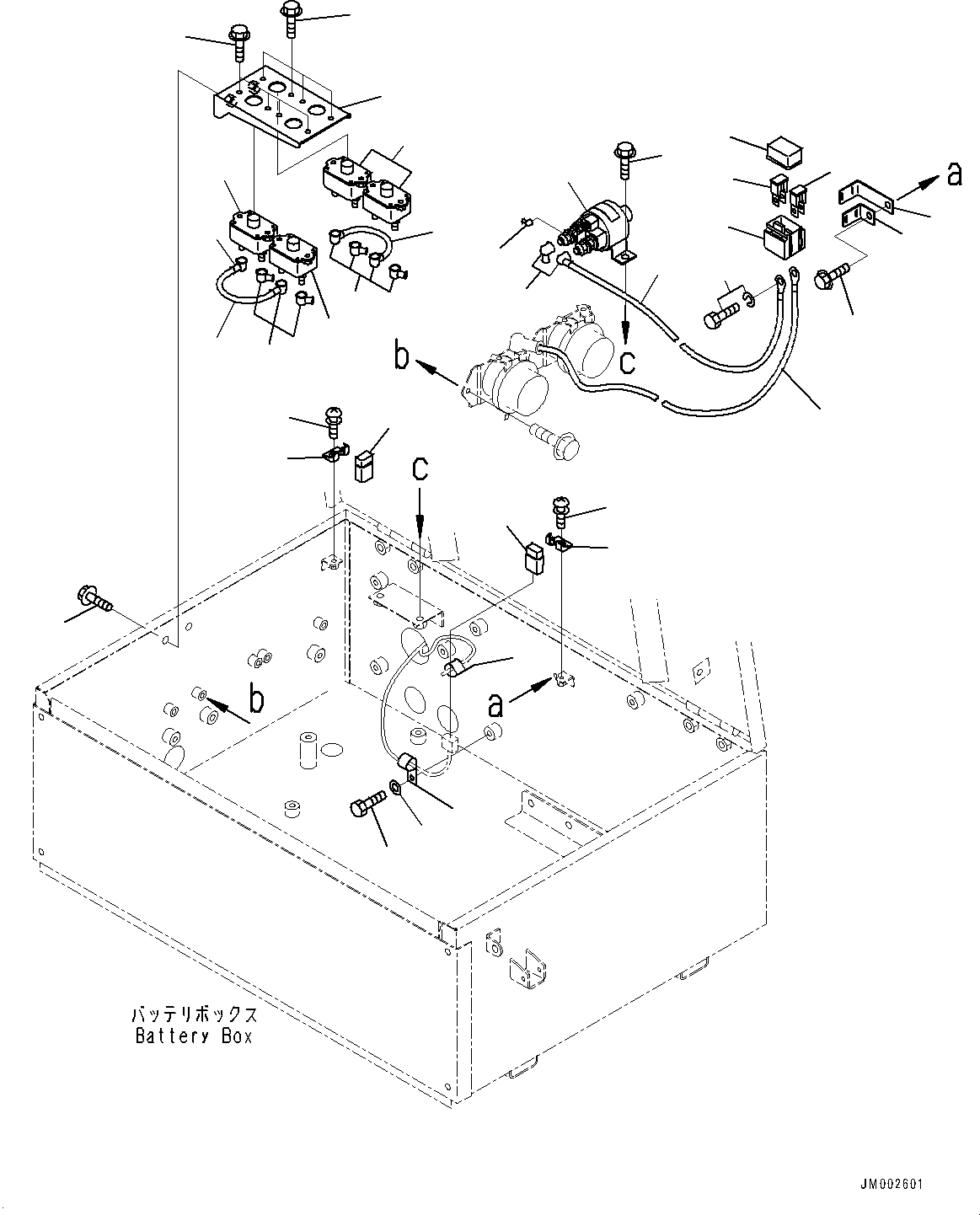 Komatsu parts book diagram for HD465-7E1 S/N 20001-UP (For EU): BATTERY BOX, CIRCUIT BREAKER (#20001-)