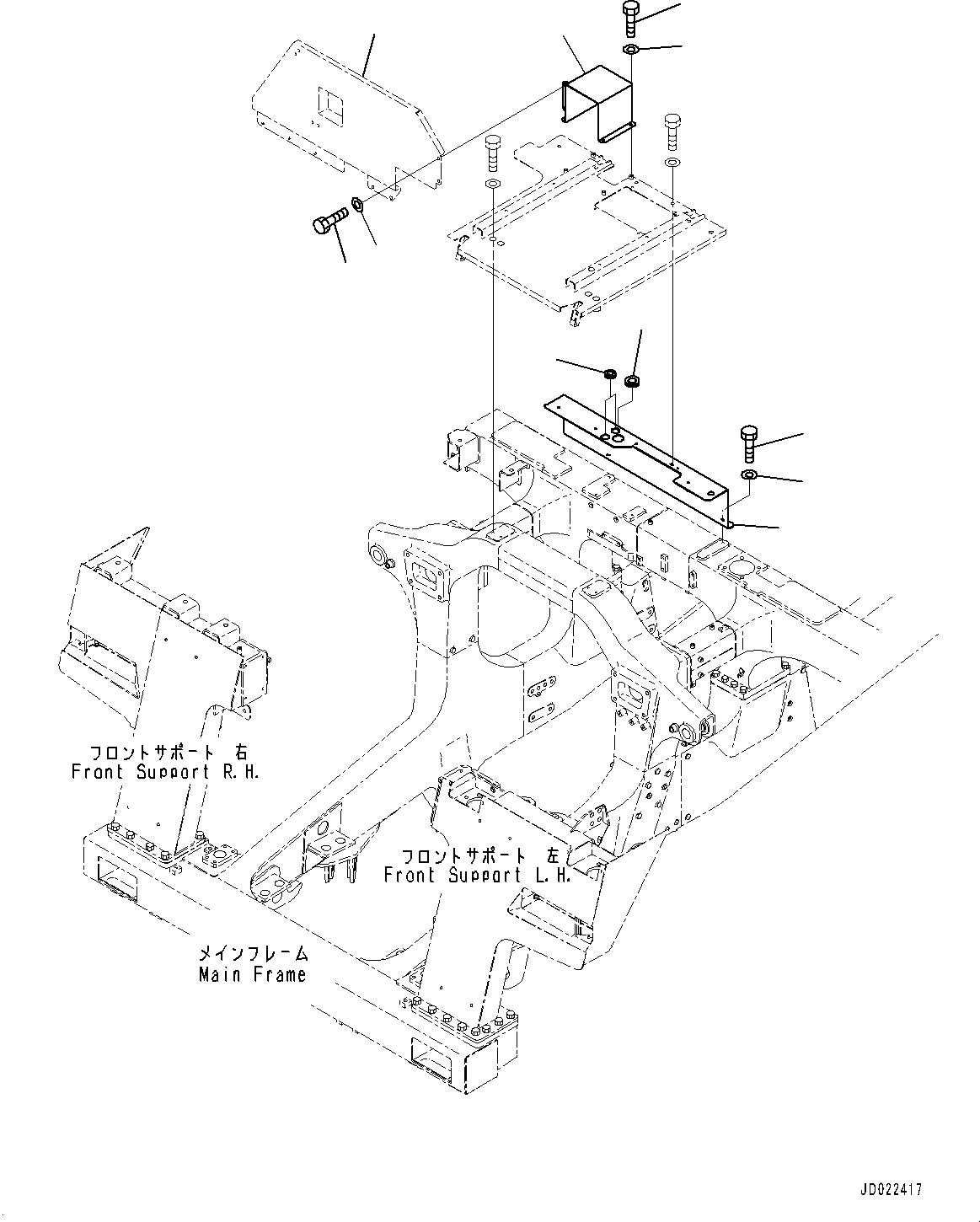 Komatsu parts book diagram for HD465-7E1 S/N 20001-UP (For EU): BATTERY BOX, HOOD (#20001-)