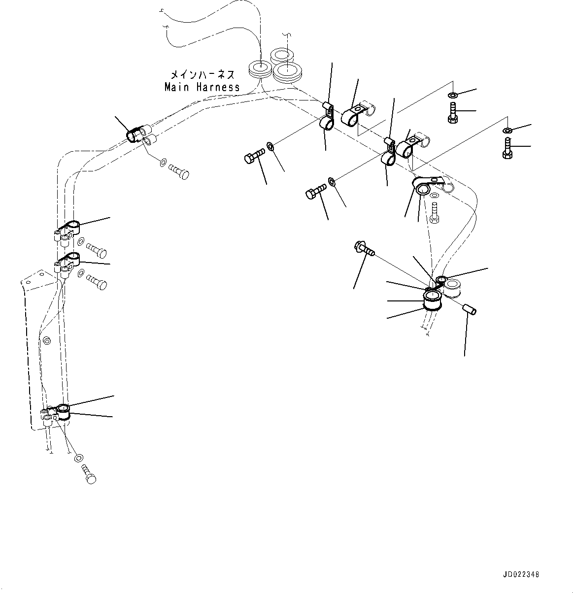 Komatsu parts book diagram for HD465-7E1 S/N 20001-UP (For EU): BATTERY BOX, CLAMP (#20001-)