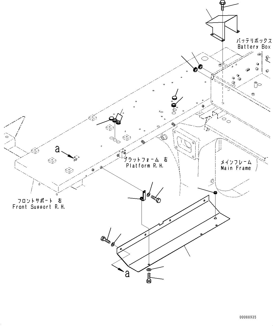 Komatsu parts book diagram for HD465-7E1 S/N 20001-UP (For EU): BATTERY BOX, RELATED PARTS (2/2) (#20001-)