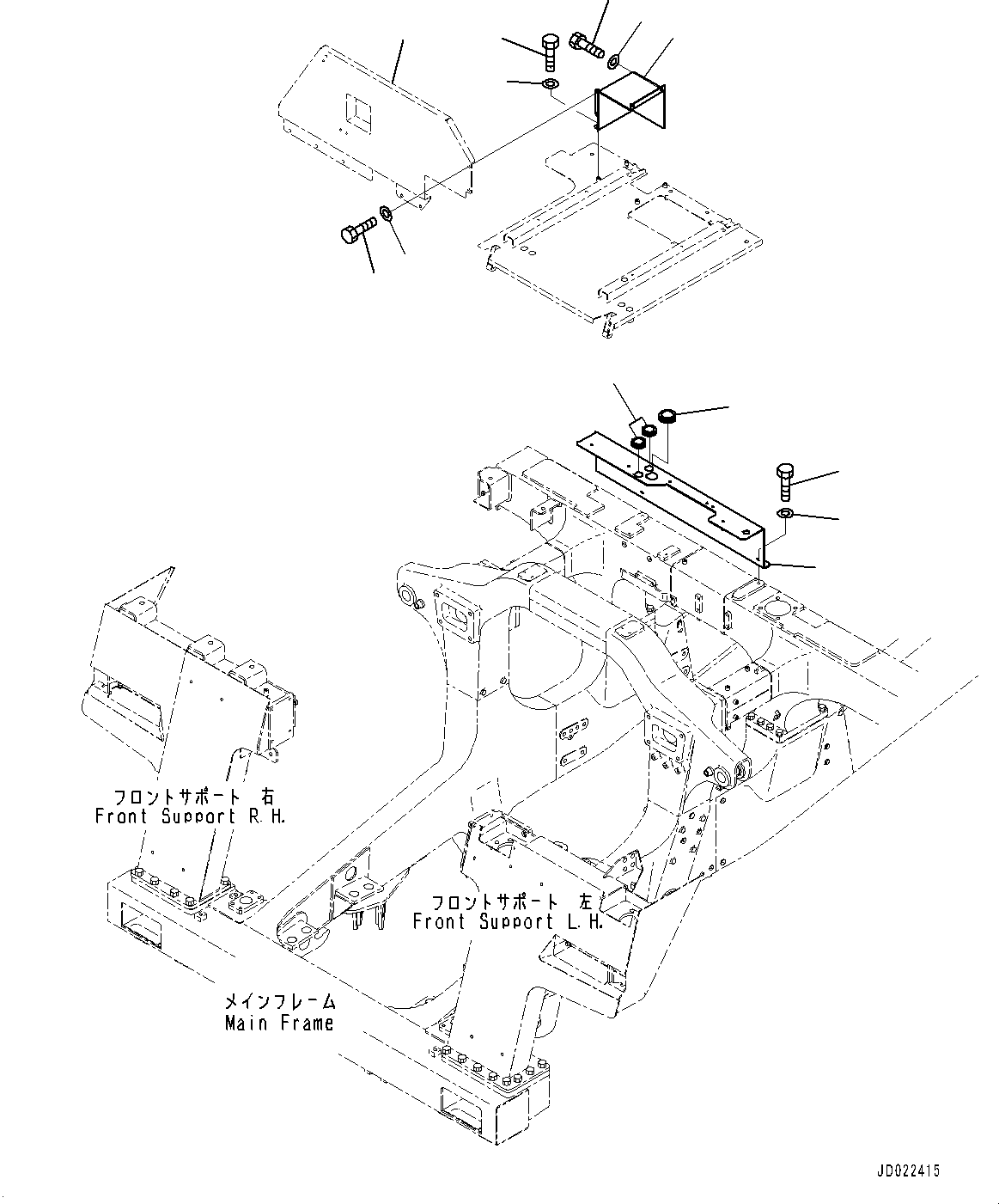 Komatsu parts book diagram for HD465-7E1 S/N 20001-UP (For EU): BATTERY BOX, HOOD (#20001-)