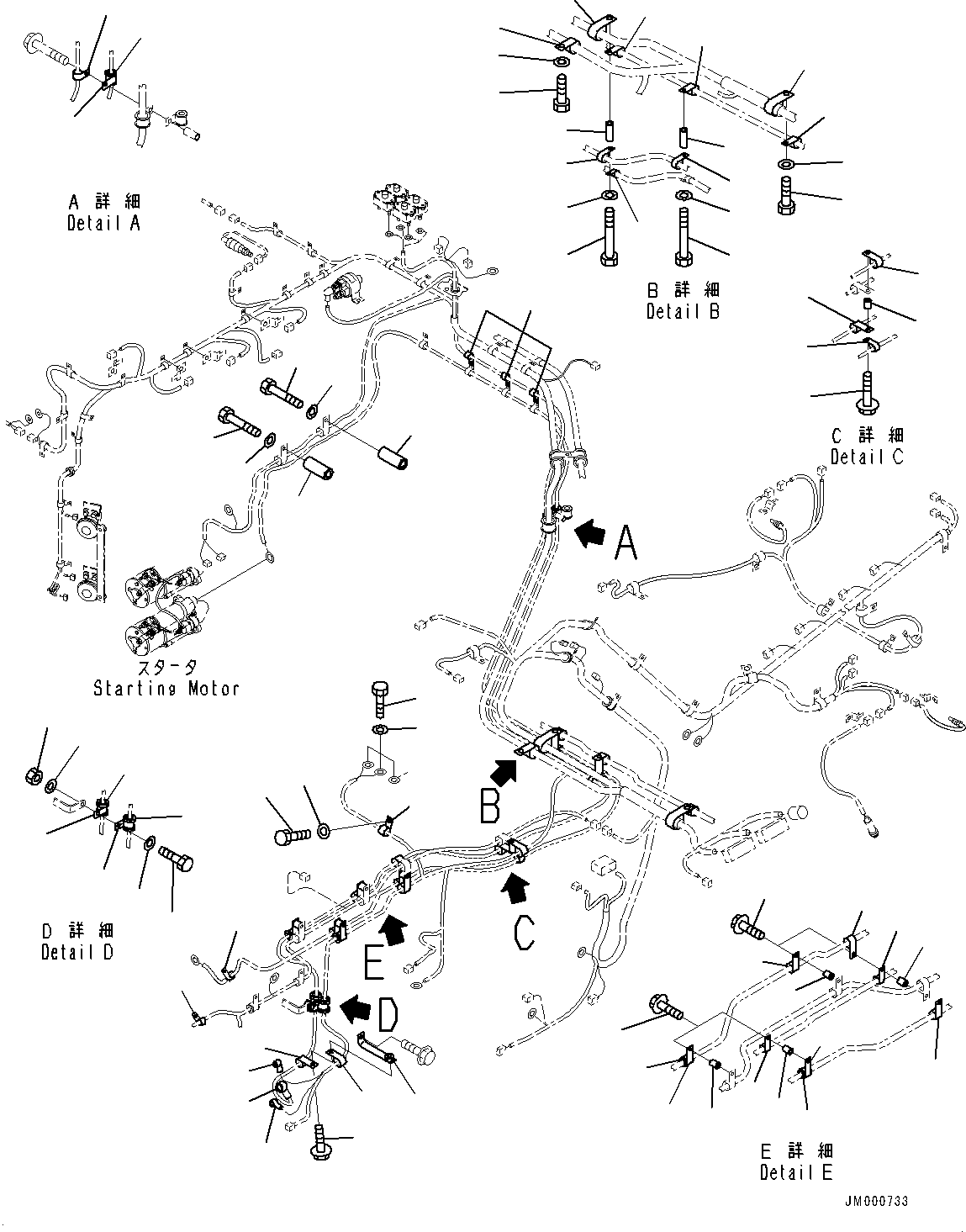 Komatsu parts book diagram for HD465-7E1 S/N 20001-UP (For EU): ELECTRIC SYSTEM, MAIN WIRING HARNESS (#20001-)