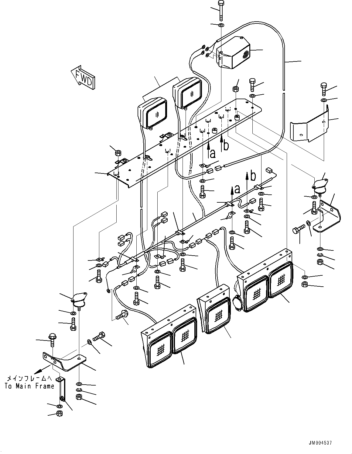 Komatsu parts book diagram for HD465-7E1 S/N 20001-UP (For EU): REAR COMBINATION LAMP AND BACKUP ALARM (#20001-)
