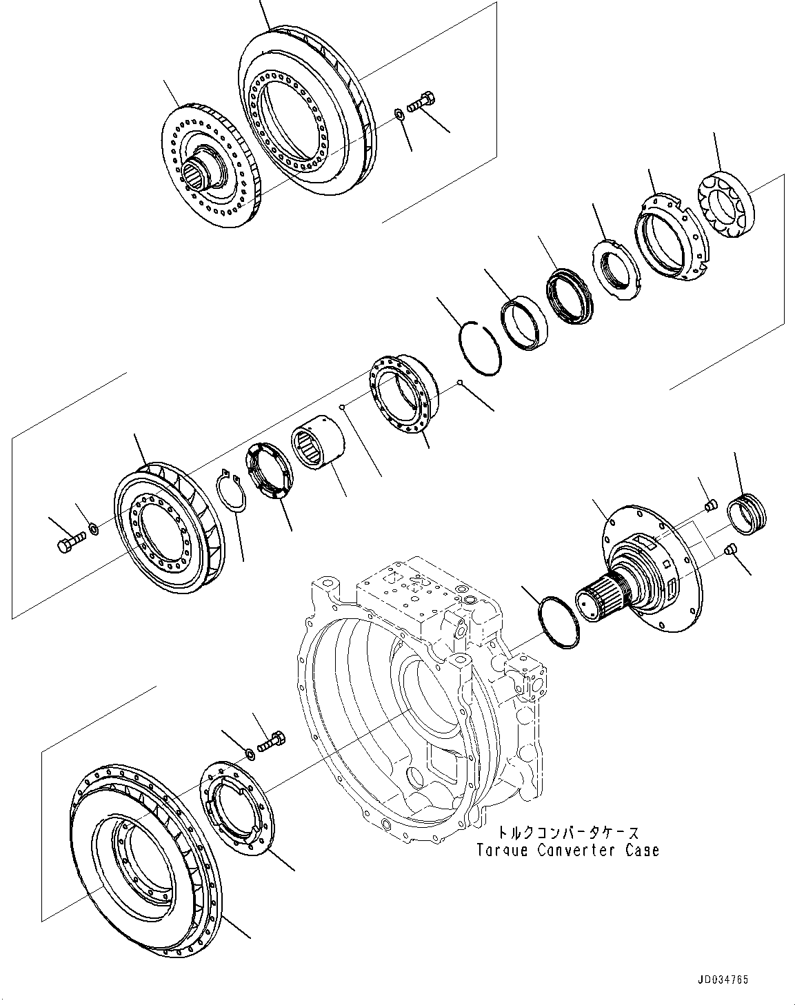 Komatsu parts book diagram for HD465-7E1 S/N 20001-UP (For EU): TORQUE CONVERTER AND TRANSMISSION, PUMP AND TURBINE (#20001-)