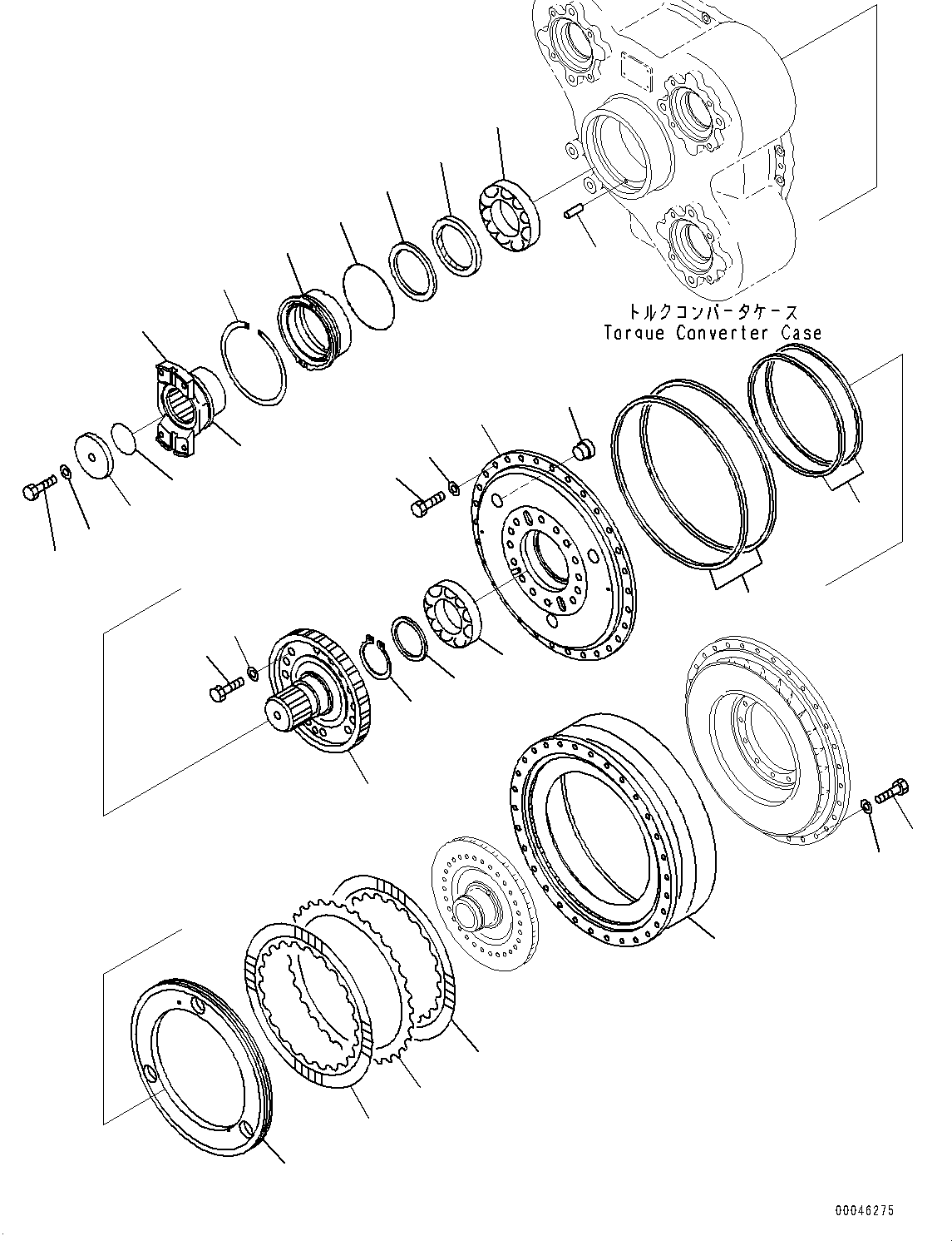 Komatsu parts book diagram for HD465-7E1 S/N 20001-UP (For EU): TORQUE CONVERTER AND TRANSMISSION, INPUT SHAFT AND DRIVE CASE (#20001-)