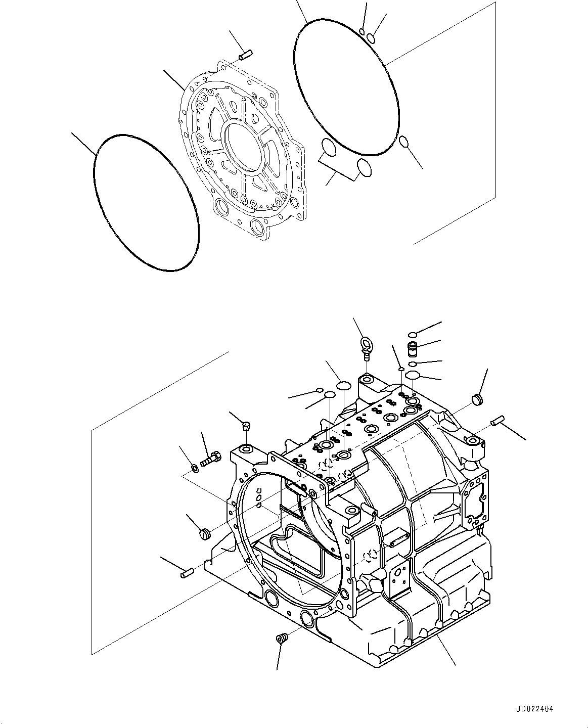 Komatsu parts book diagram for HD465-7E1 S/N 20001-UP (For EU): TORQUE CONVERTER AND TRANSMISSION, CASE (#20001-)