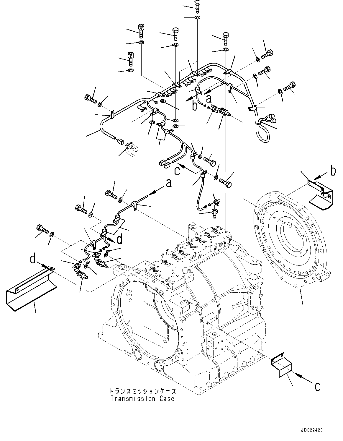 Komatsu parts book diagram for HD465-7E1 S/N 20001-UP (For EU): TORQUE CONVERTER AND TRANSMISSION, SENSOR (#20001-)