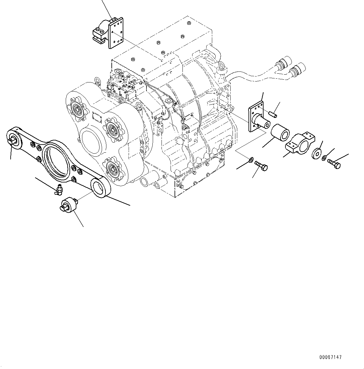 Komatsu parts book diagram for HD465-7E1 S/N 20001-UP (For EU): TORQUE CONVERTER AND TRANSMISSION, TRUNNION (#20001-)