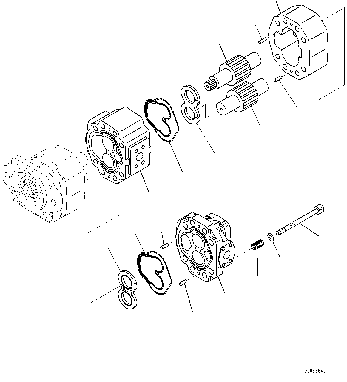 Komatsu parts book diagram for HD465-7E1 S/N 20001-UP (For EU): TORQUE CONVERTER AND TRANSMISSION, BRAKE COOLING PUMP, DIVIDE FLOW TO BCV (BRAKE COOLING OIL CONTROL VALVE) (2/2) (#20001-)