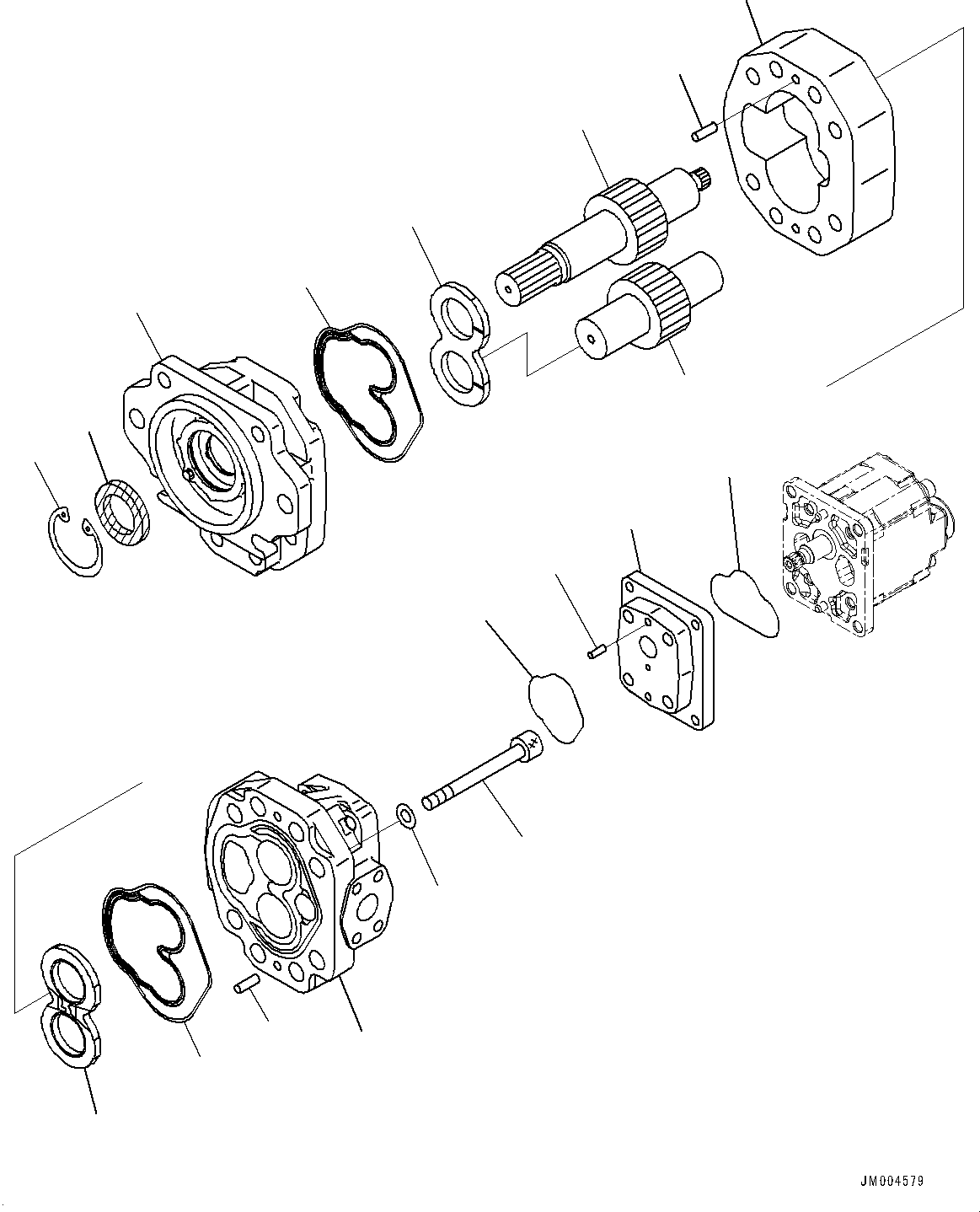 Komatsu parts book diagram for HD465-7E1 S/N 20001-UP (For EU): TORQUE CONVERTER AND TRANSMISSION, POWER TRAIN AND BRAKE COOLING PUMP (#20001-)