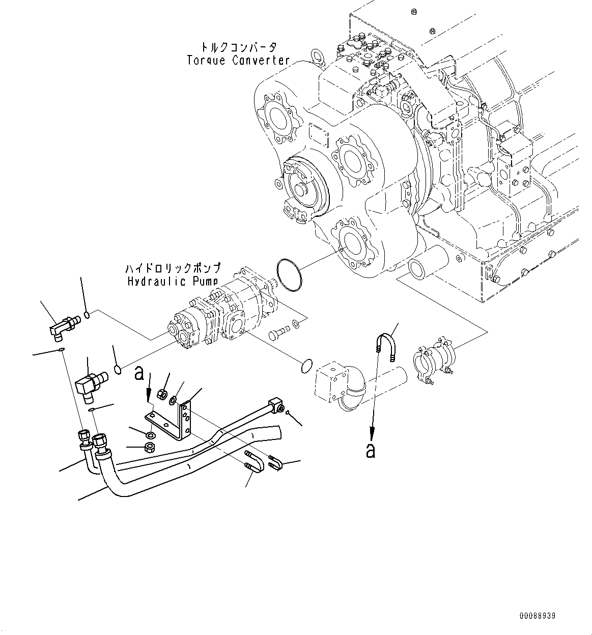 Komatsu parts book diagram for HD465-7E1 S/N 20001-UP (For EU): TORQUE CONVERTER AND TRANSMISSION, BRAKE PUMP PIPING (#20001-)