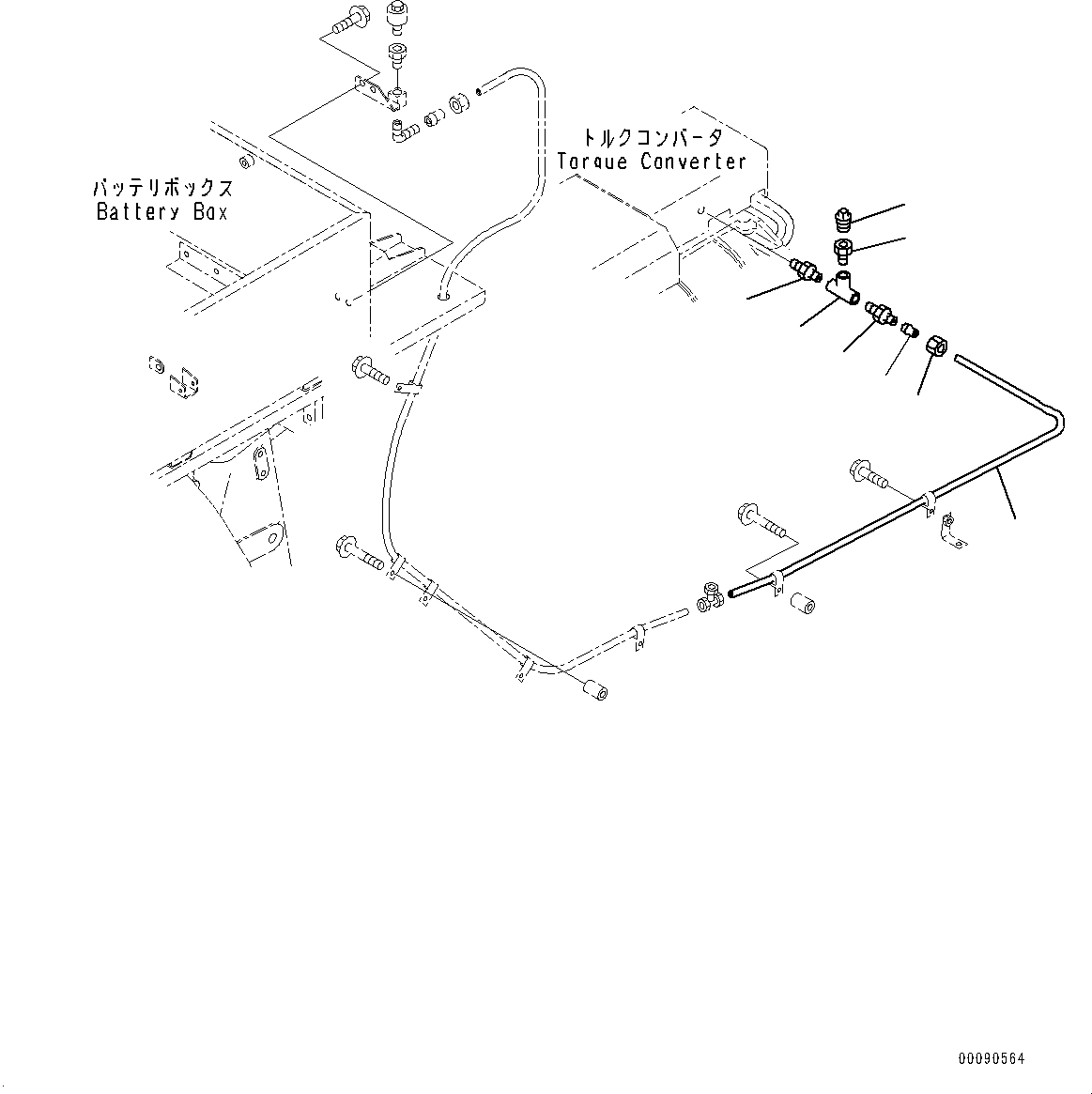 Komatsu parts book diagram for HD465-7E1 S/N 20001-UP (For EU): TORQUE CONVERTER AND TRANSMISSION, BREATHER PIPING (#20001-)