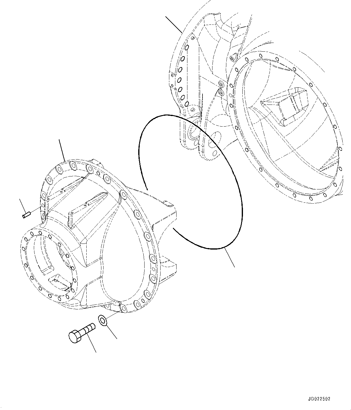 Komatsu parts book diagram for HD465-7E1 S/N 20001-UP (For EU): REAR AXLE, DIFFERENTIAL (4/4) (#20024-)