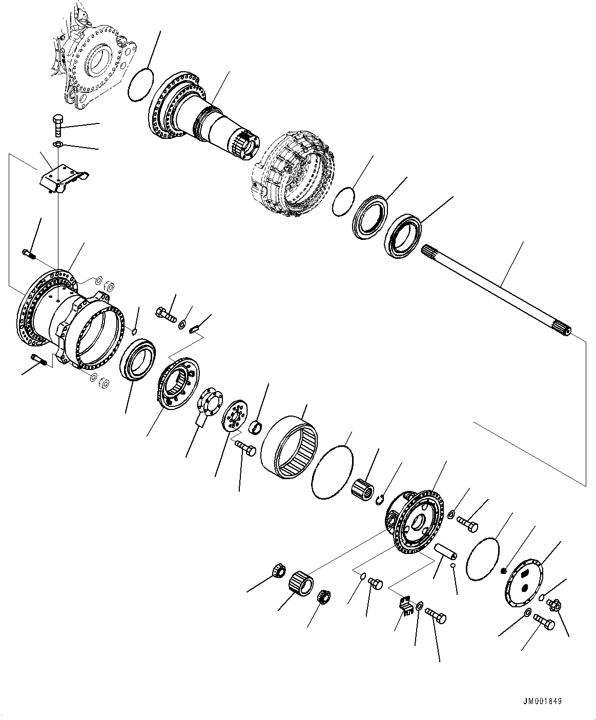 Komatsu parts book diagram for HD465-7E1 S/N 20001-UP (For EU): REAR AXLE, FINAL DRIVE L.H. (#20024-20067)