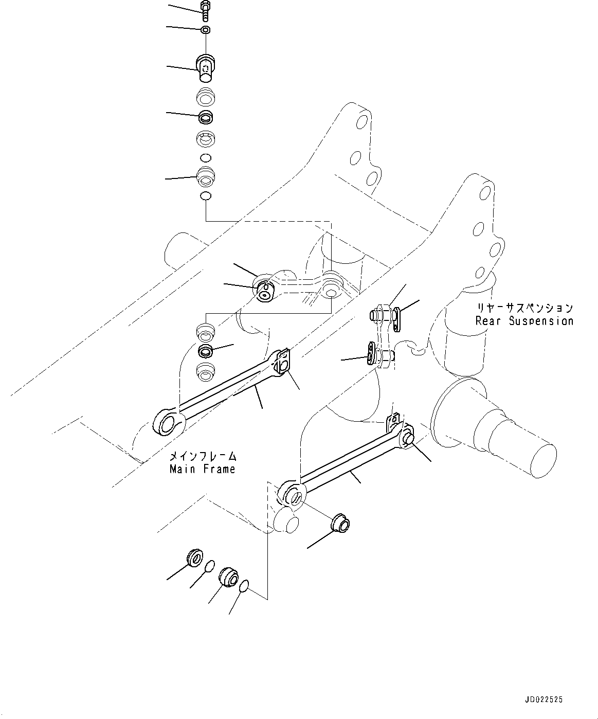 Komatsu parts book diagram for HD465-7E1 S/N 20001-UP (For EU): REAR AXLE, AXLE SUPPORT (#20024-)