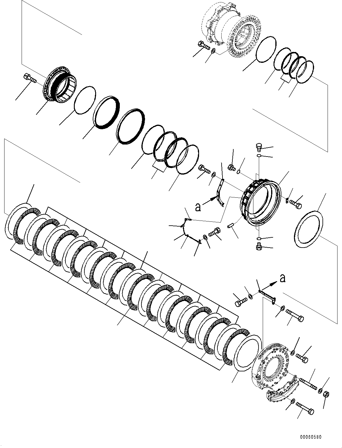 Komatsu parts book diagram for HD465-7E1 S/N 20001-UP (For EU): REAR AXLE, FINAL DRIVE, BRAKE, R.H. (2/3) (#20024-)