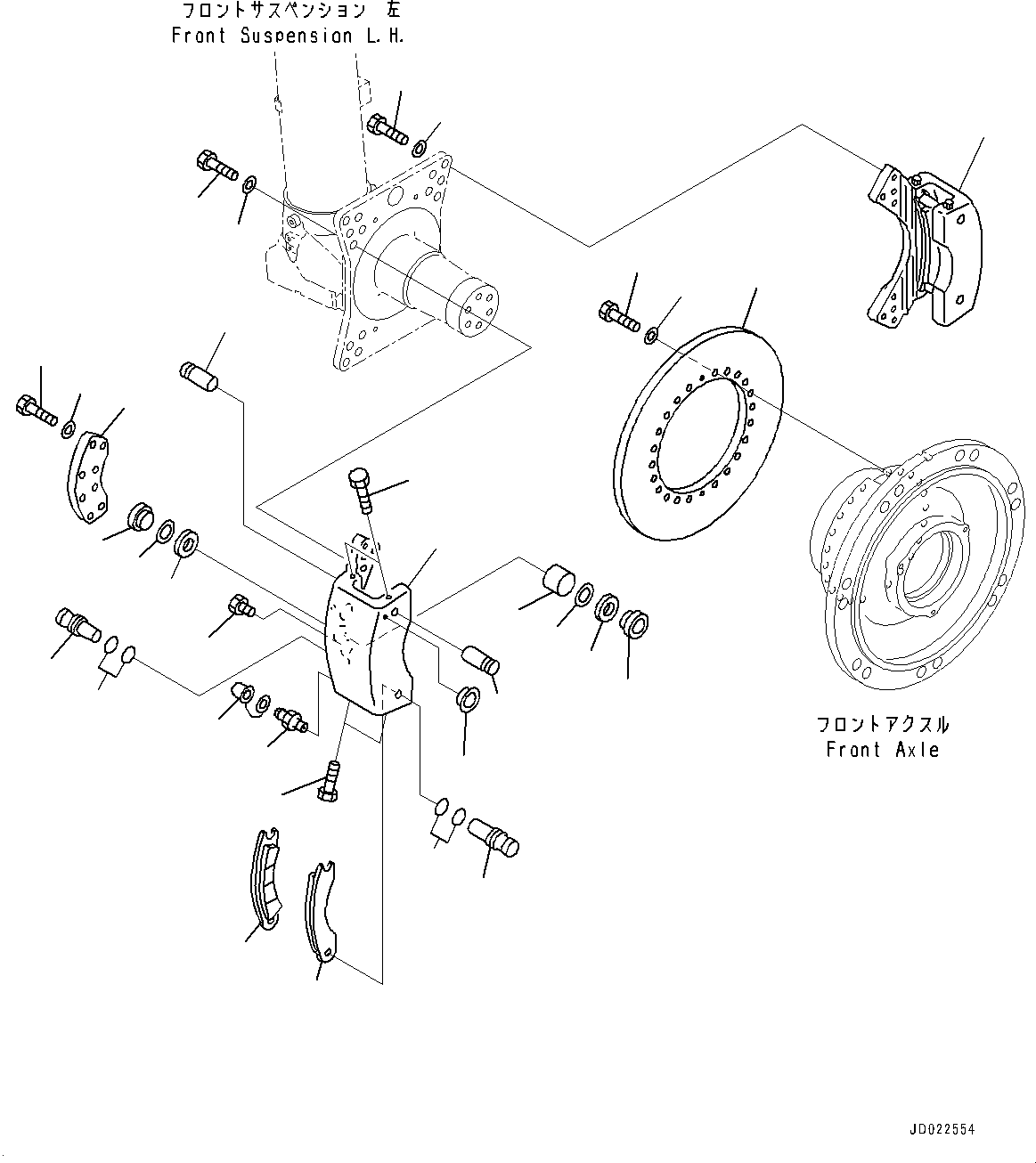 Komatsu parts book diagram for HD465-7E1 S/N 20001-UP (For EU): FRONT AXLE, FRONT BRAKE L.H. (#20001-)
