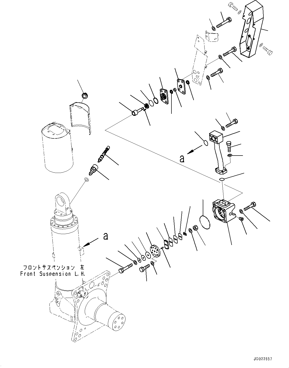 Komatsu parts book diagram for HD465-7E1 S/N 20001-UP (For EU): FRONT AXLE, VALVE (1/4) (#20001-)