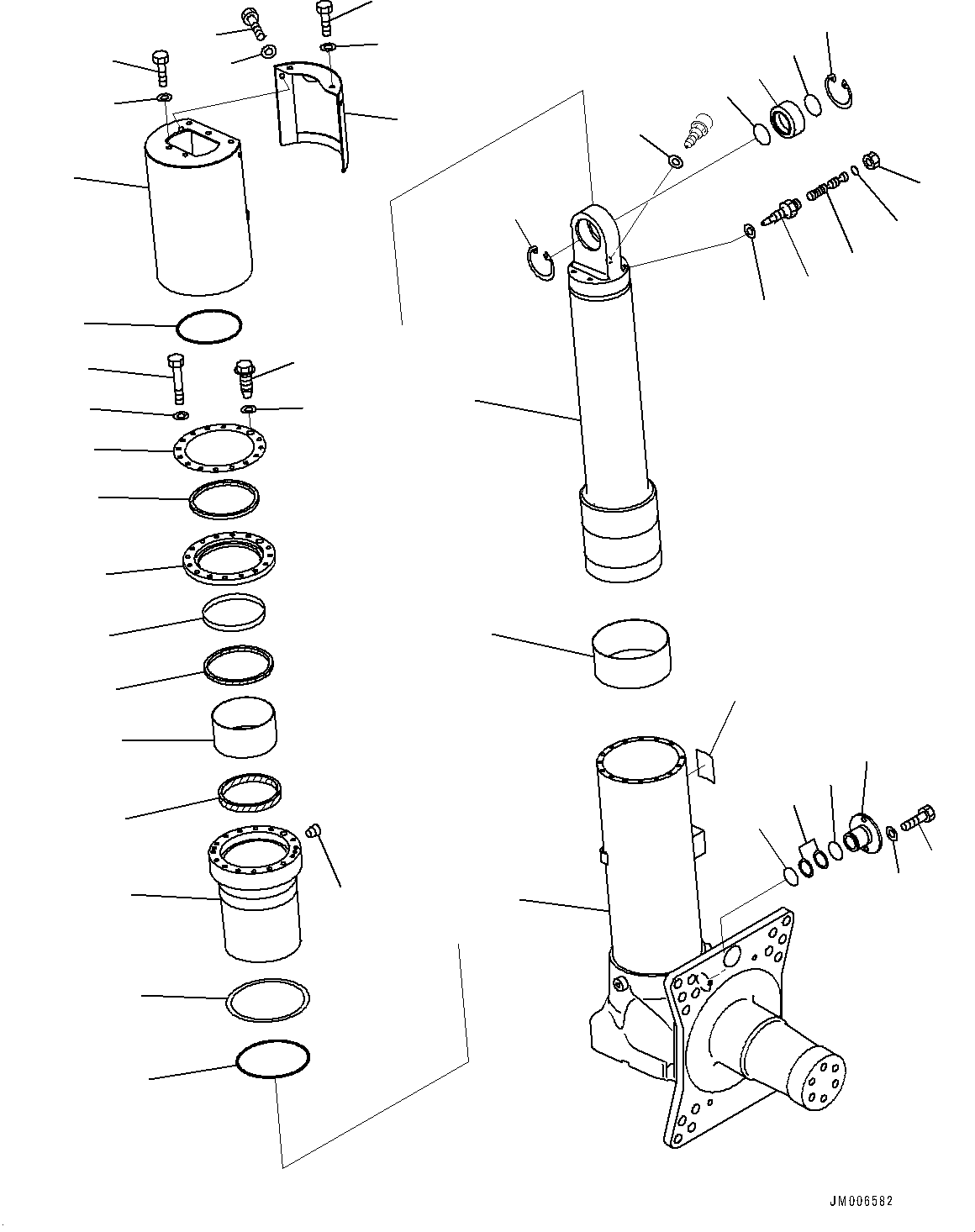 Komatsu parts book diagram for HD465-7E1 S/N 20001-UP (For EU): FRONT AXLE, CYLINDER L.H. (#20044-)