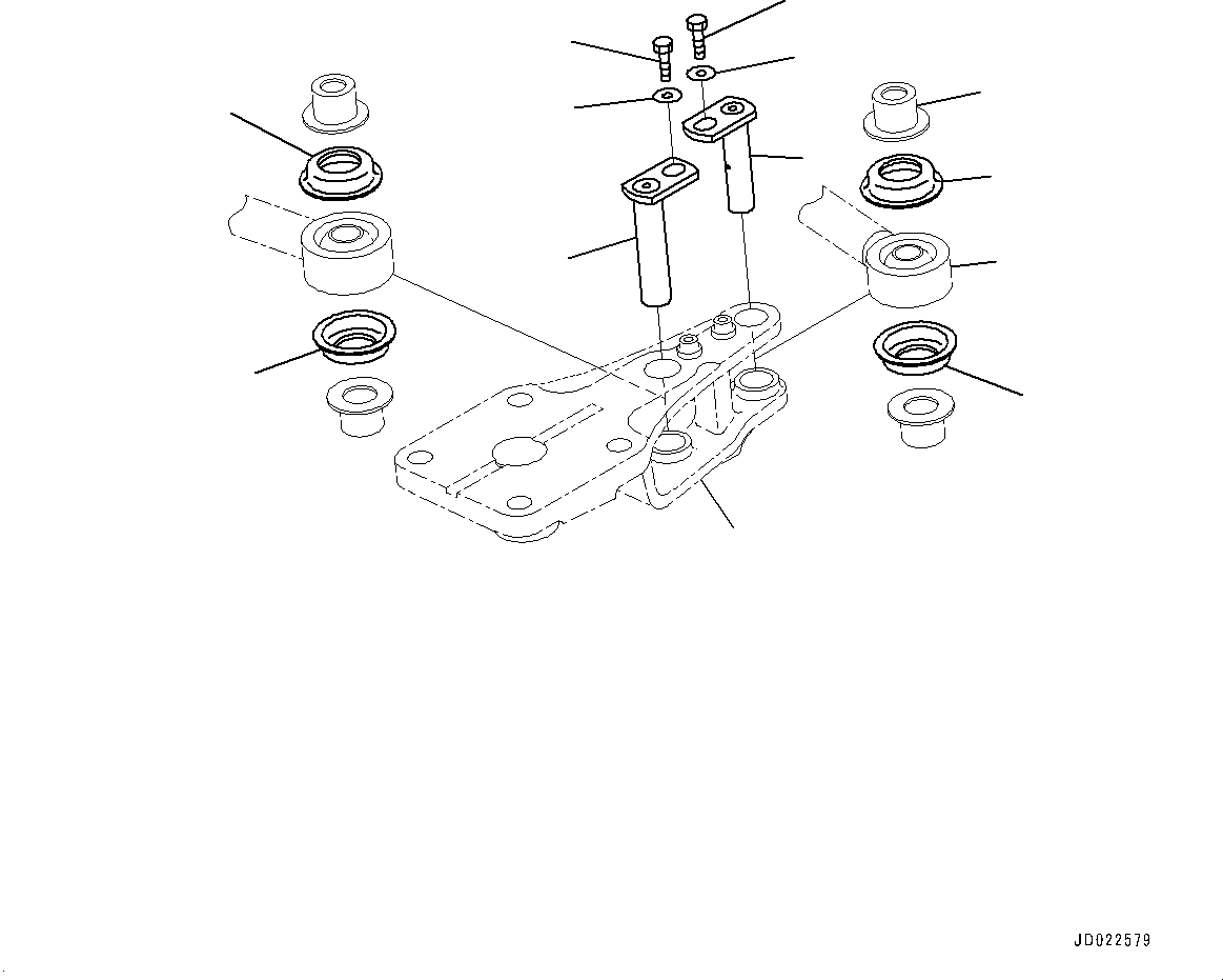 Komatsu parts book diagram for HD465-7E1 S/N 20001-UP (For EU): FRONT AXLE, MOUNTING (1/2) (#20001-)