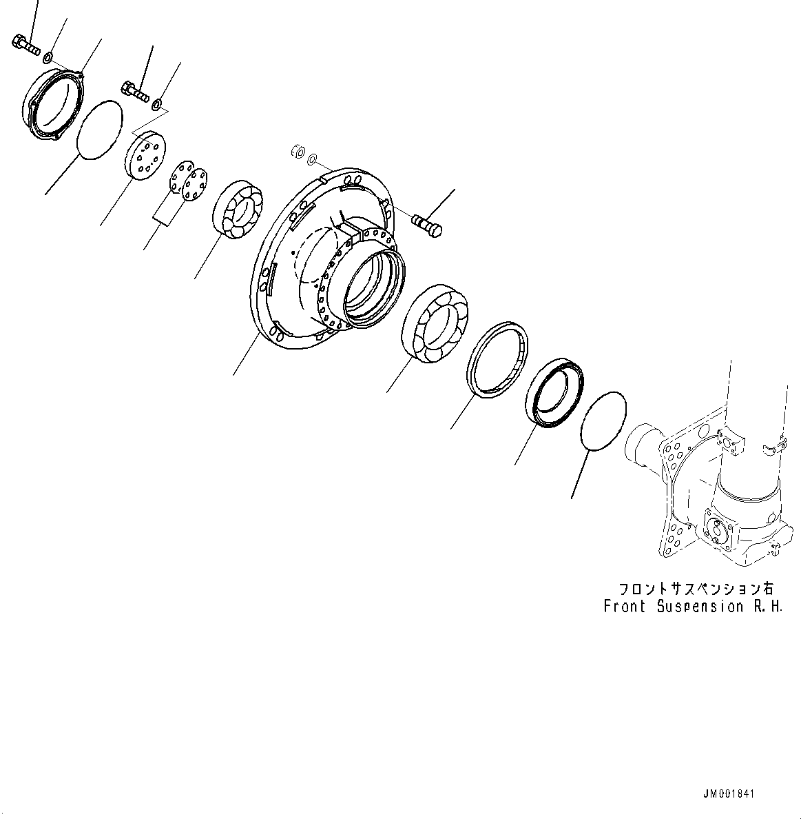 Komatsu parts book diagram for HD465-7E1 S/N 20001-UP (For EU): FRONT AXLE, HUB, R.H. (#20001-)