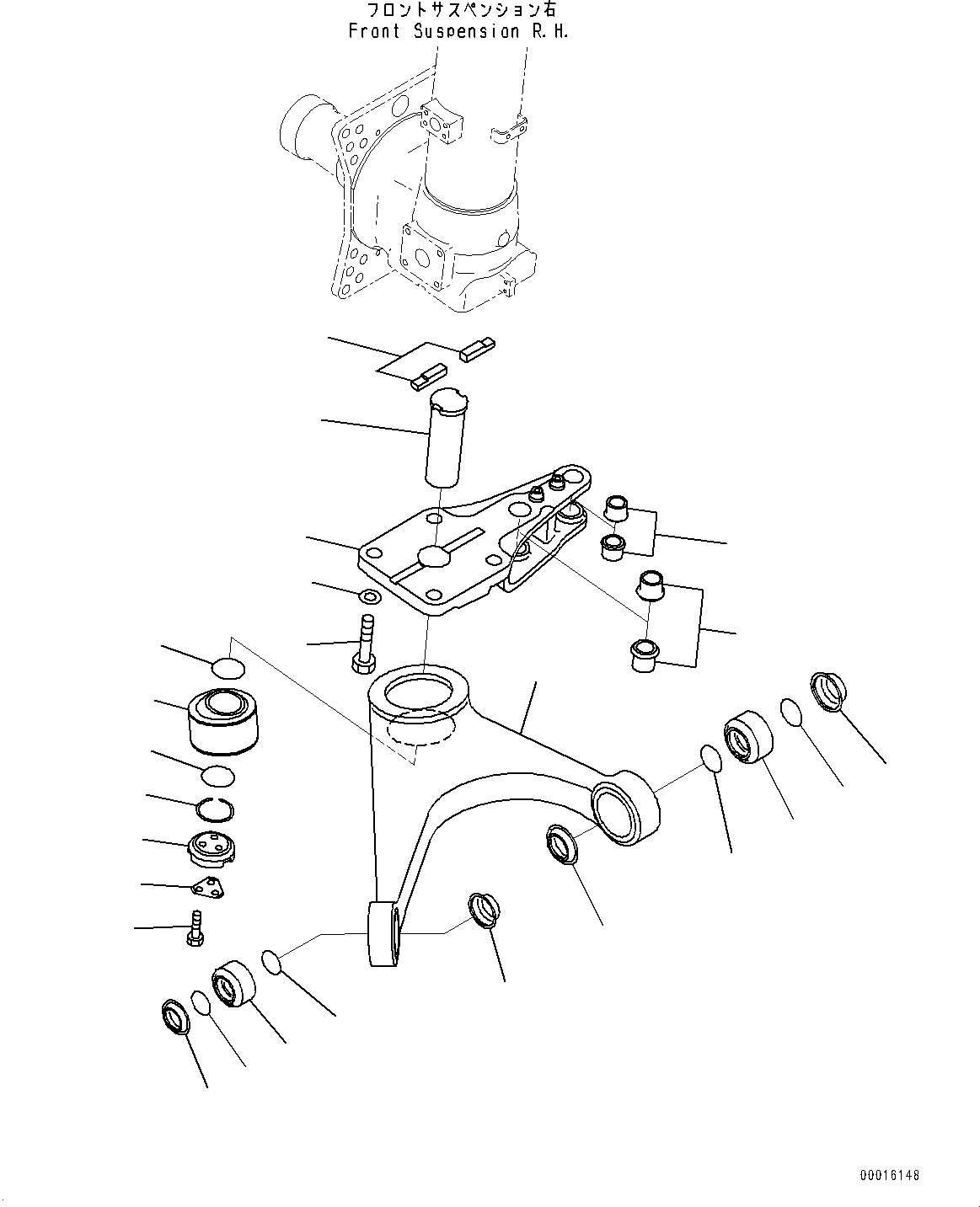 Komatsu parts book diagram for HD465-7E1 S/N 20001-UP (For EU): FRONT AXLE, LEVER (2/2) (#20001-)