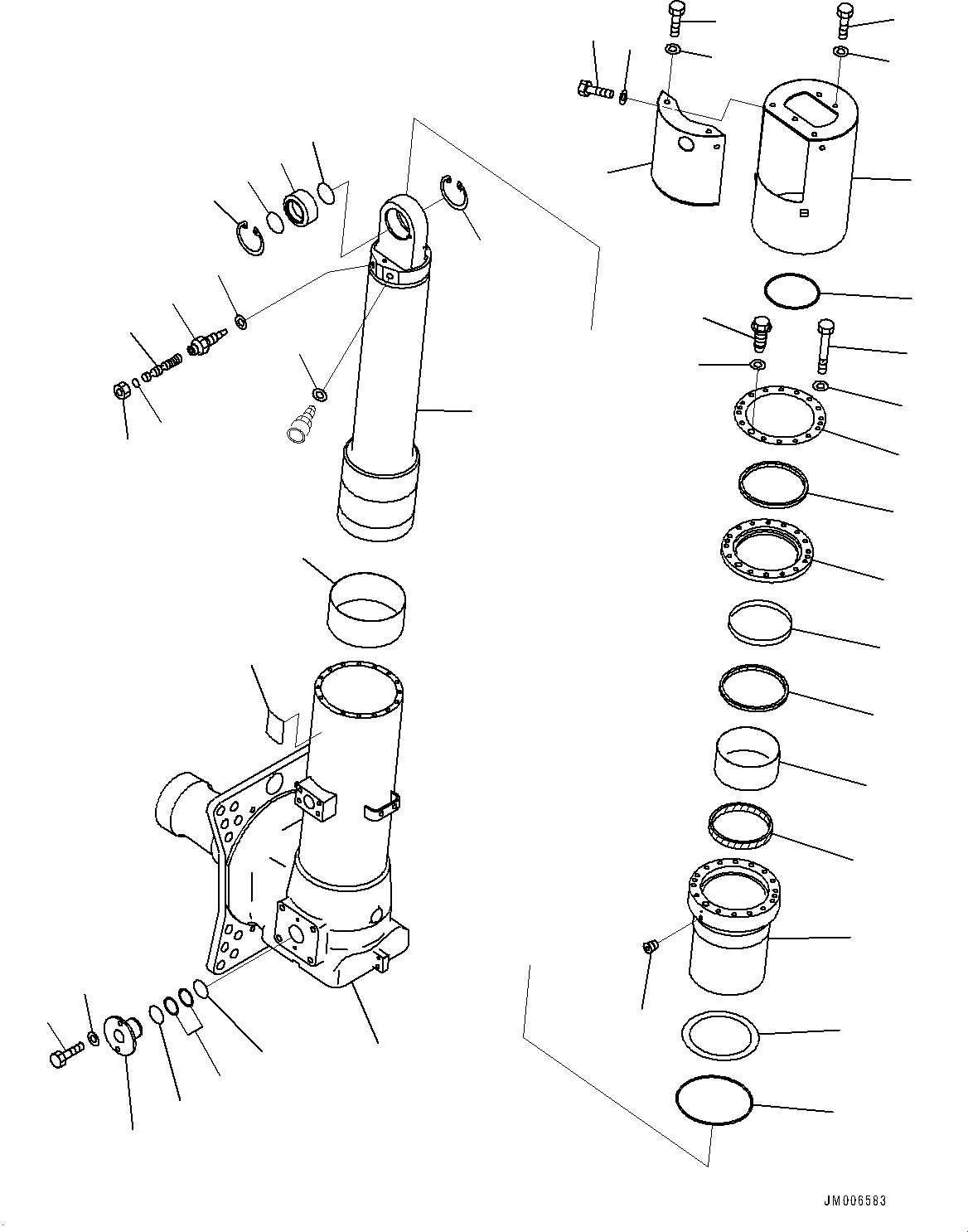 Komatsu parts book diagram for HD465-7E1 S/N 20001-UP (For EU): FRONT AXLE, CYLINDER R.H. (#20044-)