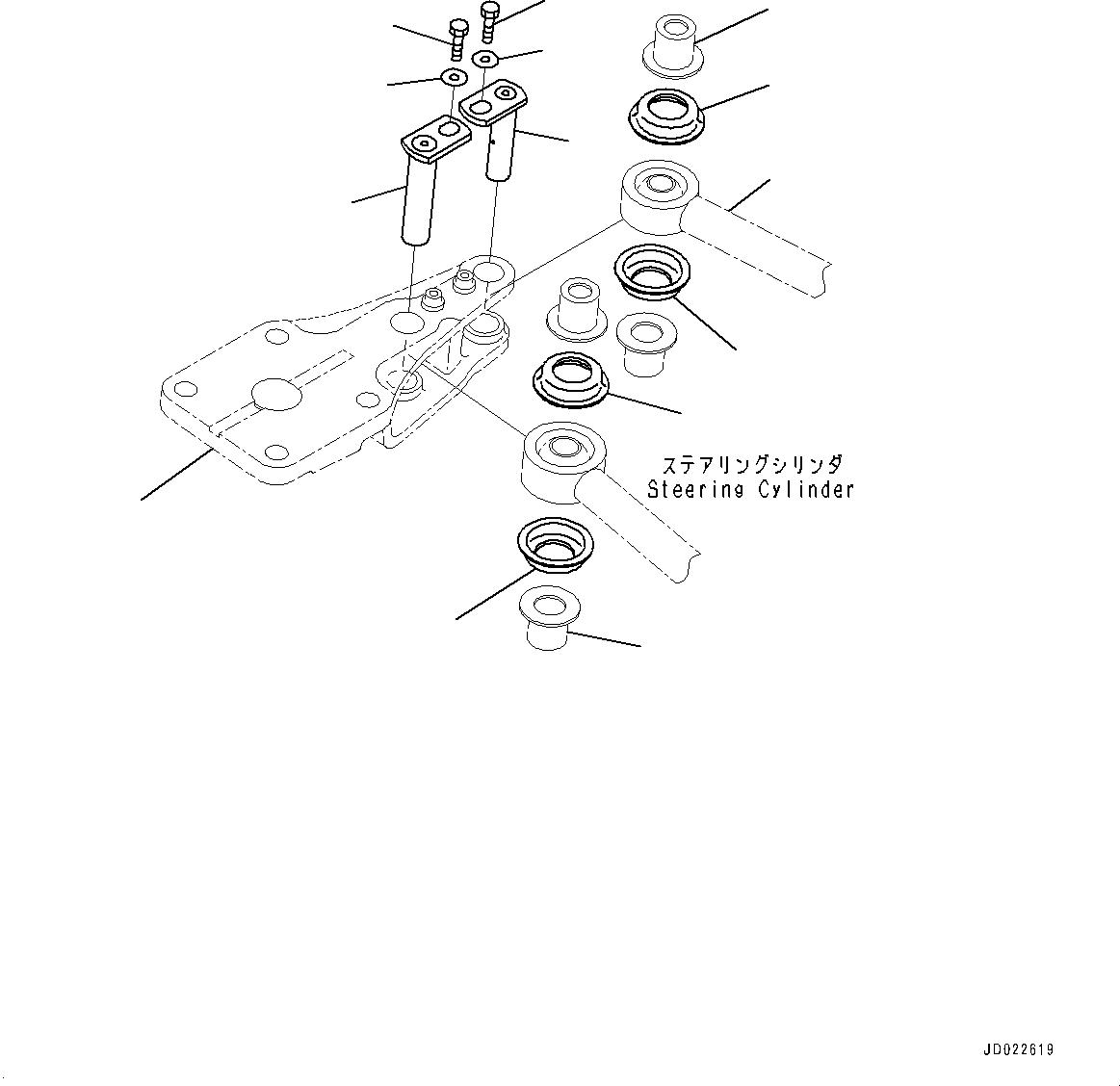 Komatsu parts book diagram for HD465-7E1 S/N 20001-UP (For EU): FRONT AXLE, MOUNTING (2/2) (#20001-)