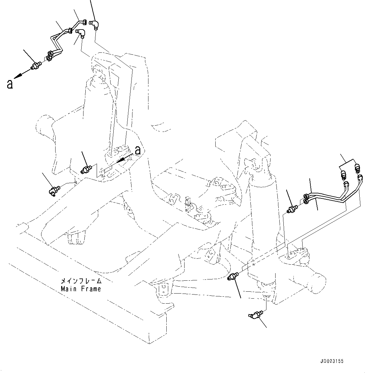 Komatsu parts book diagram for HD465-7E1 S/N 20001-UP (For EU): FRONT AXLE, FRONT AXLE PIPING (#20001-)