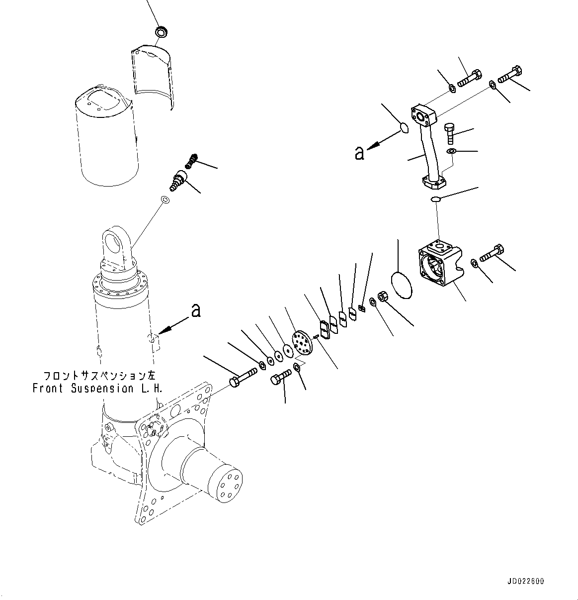 Komatsu parts book diagram for HD465-7E1 S/N 20001-UP (For EU): FRONT AXLE, VALVE (1/2) (#20001-)
